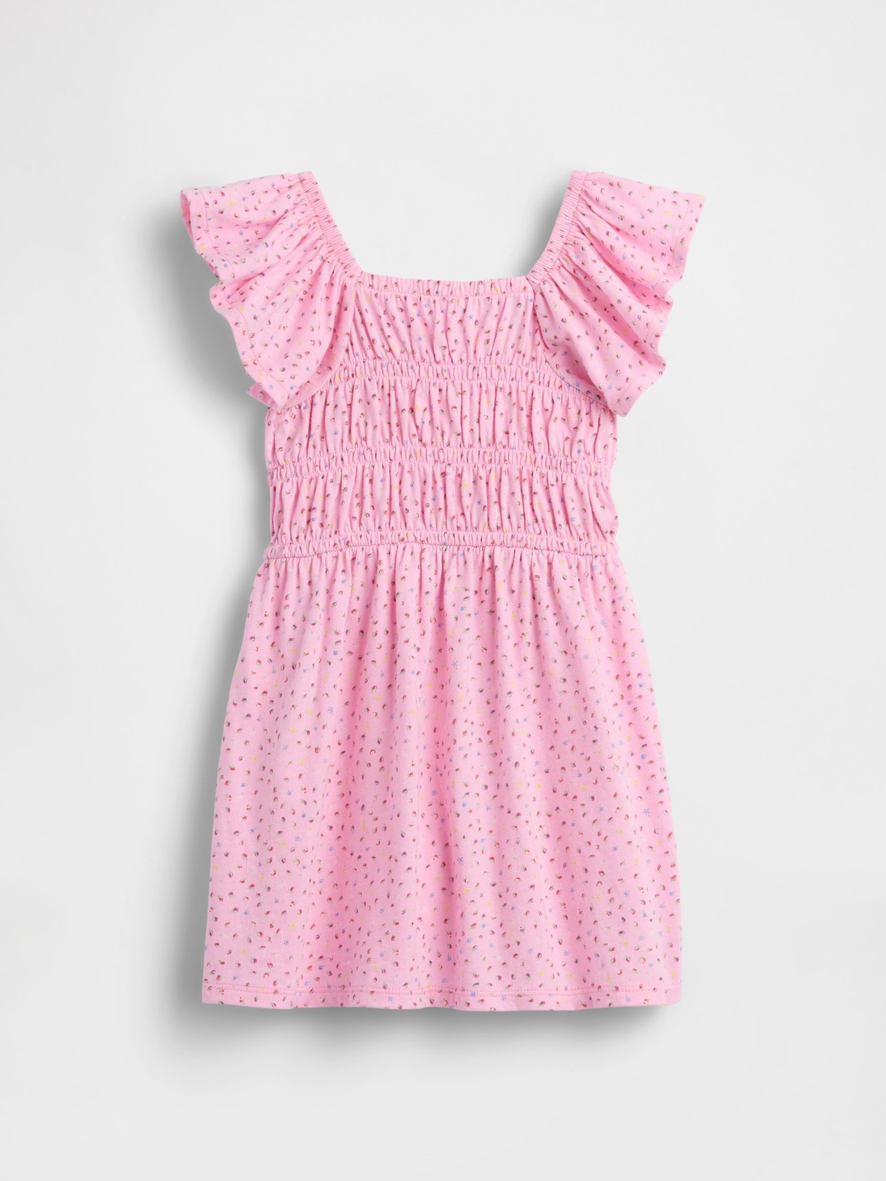 Pink Smocked Flutter-Sleeve Dress - Image 3 of 3