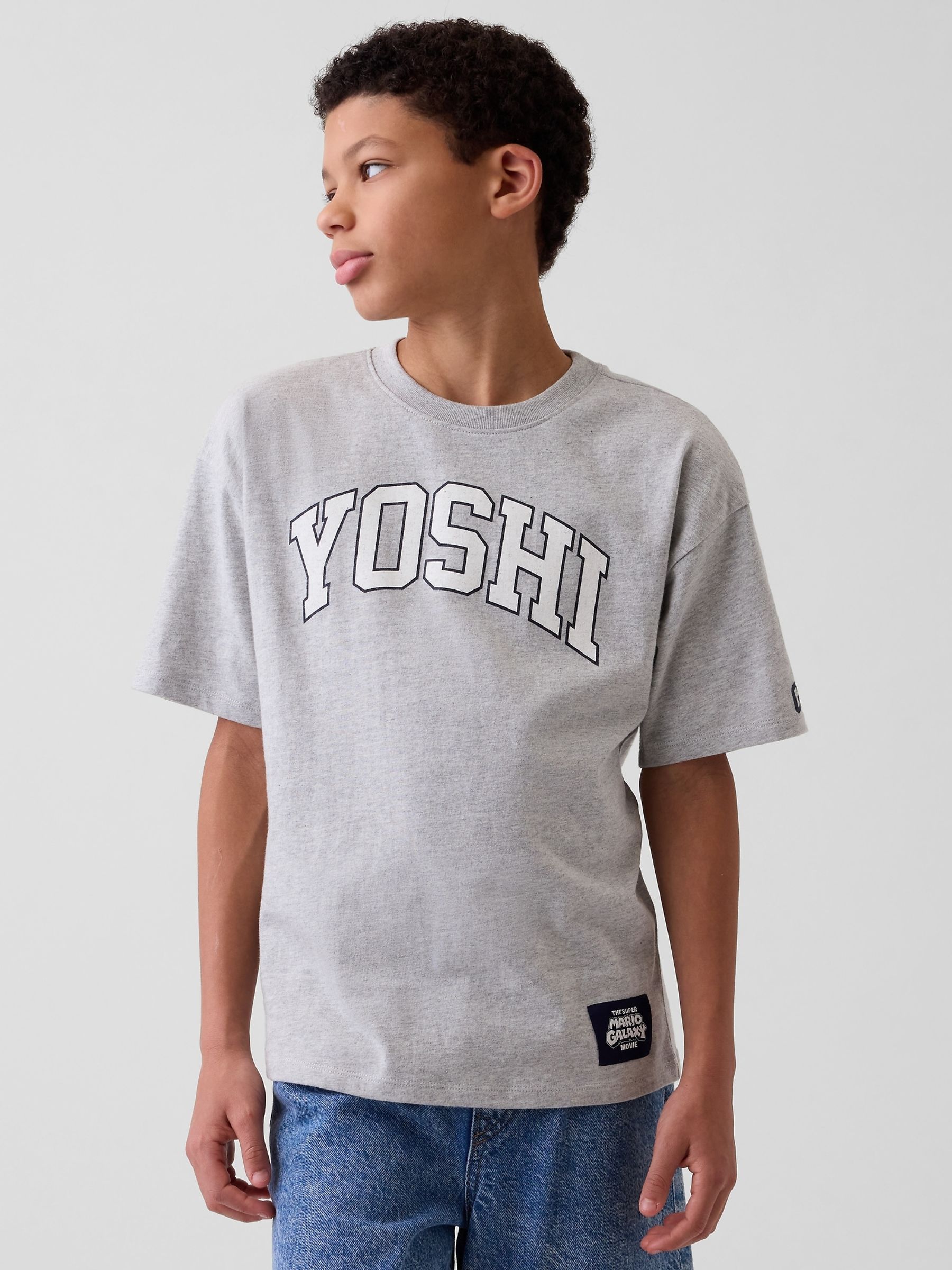 Grey Yoshi Super Mario Relaxed Graphic T-Shirt - Image 1 of 5