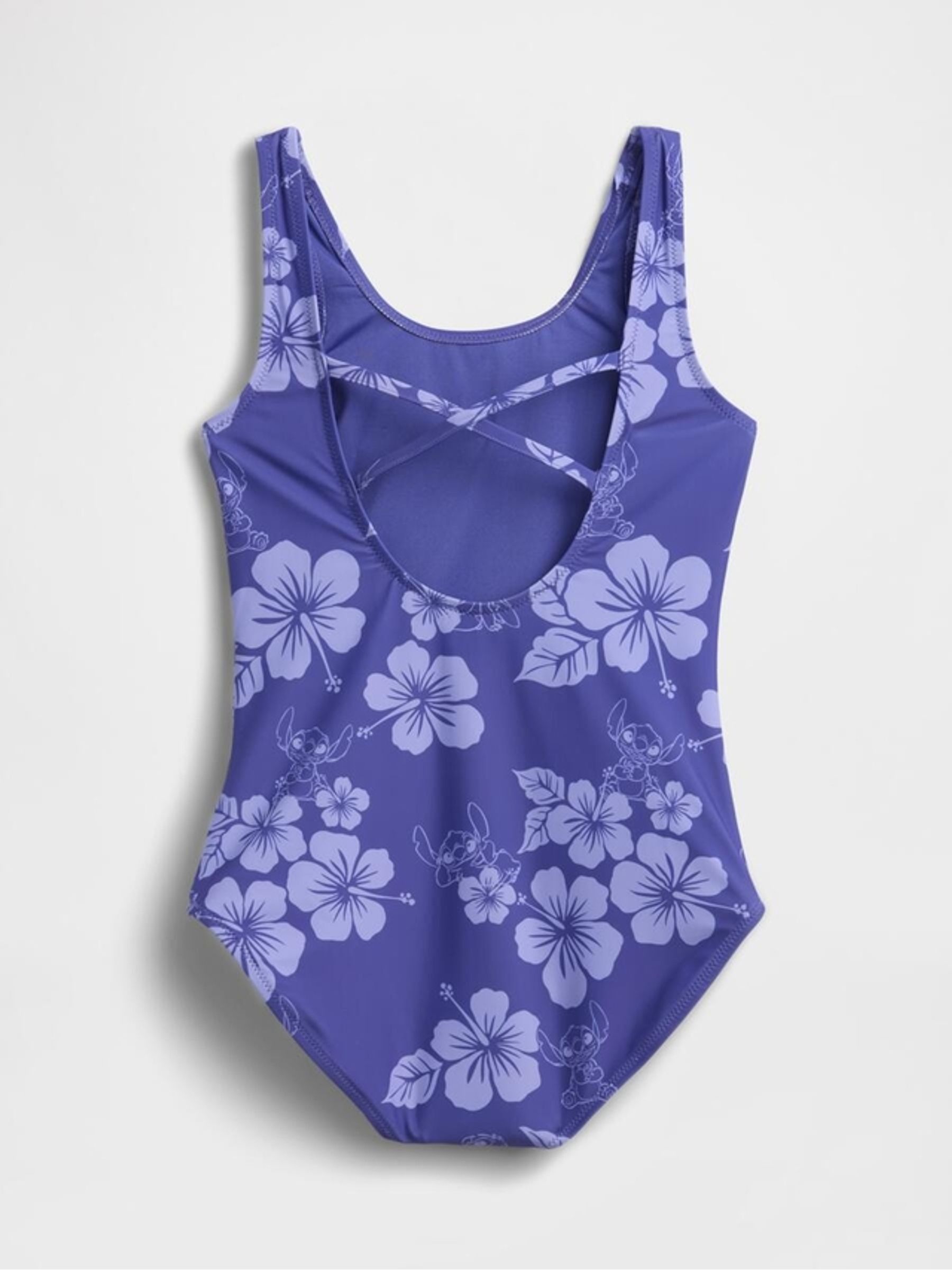 Purple Floral Lilo & Stitch Disney Kids Cross-Back One-Piece Swimsuit - Image 2 of 3
