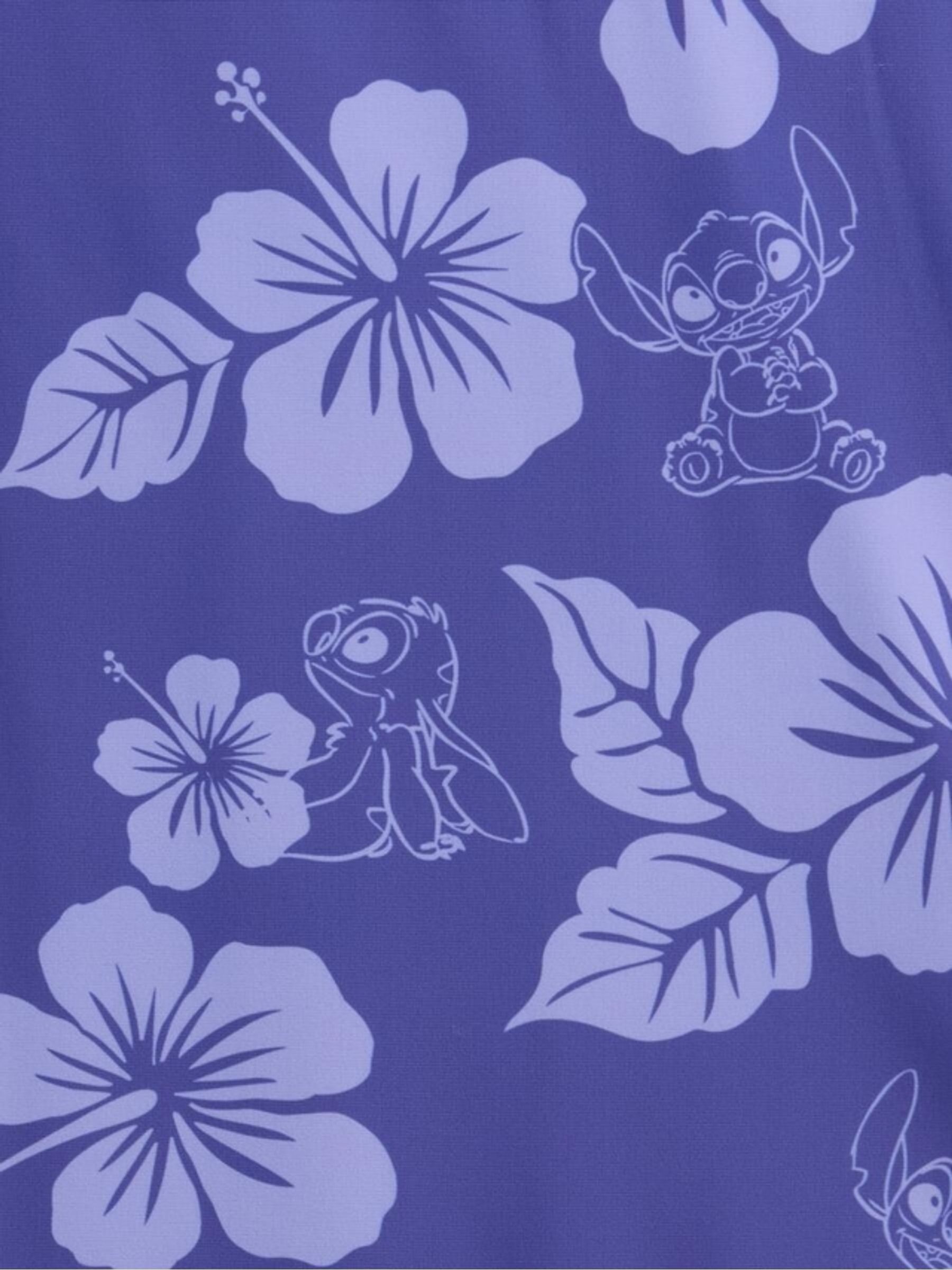 Purple Floral Lilo & Stitch Disney Kids Cross-Back One-Piece Swimsuit - Image 3 of 3
