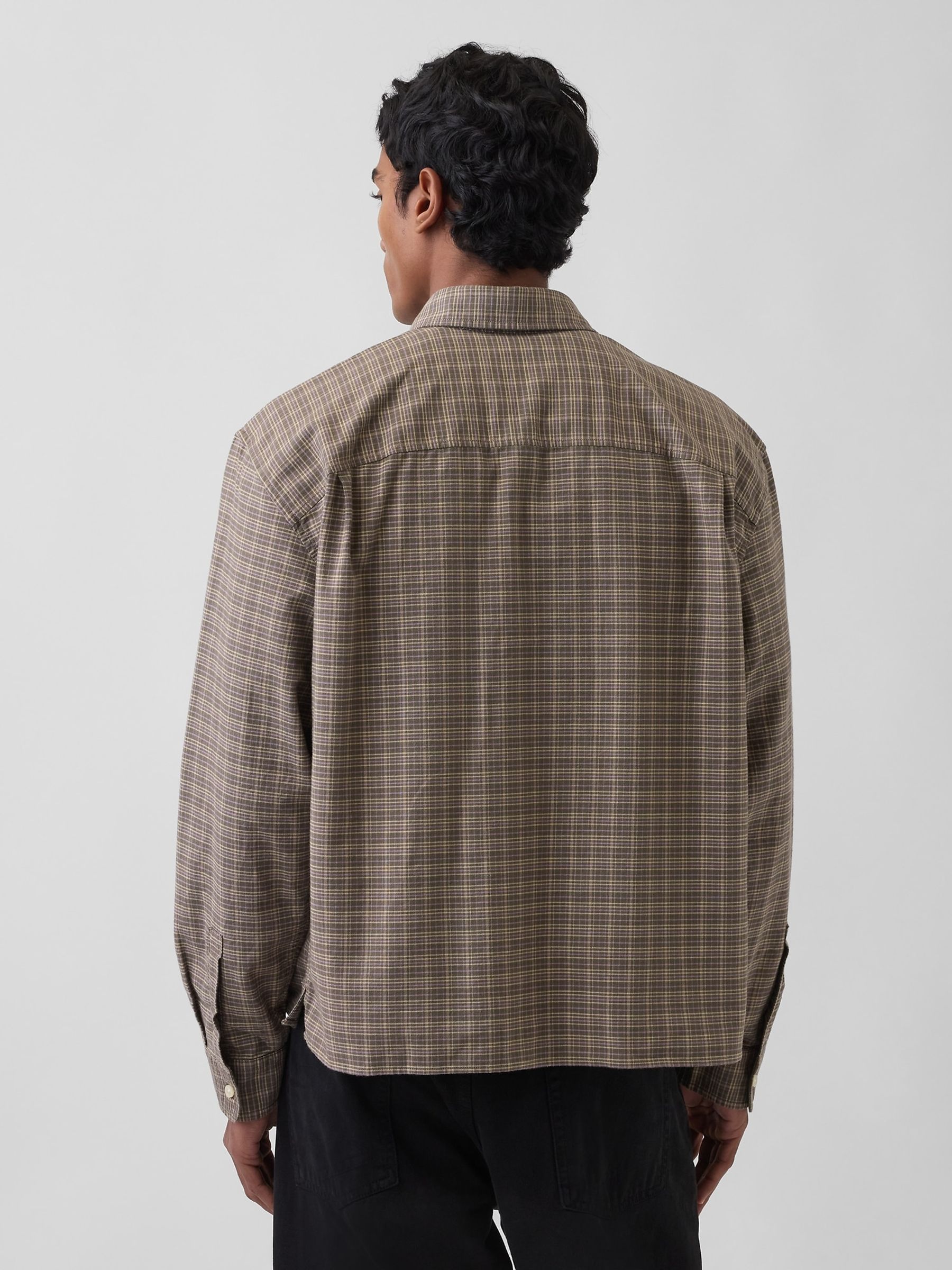 Brown Check Relaxed Straight-Hem Oxford Shirt - Image 2 of 4