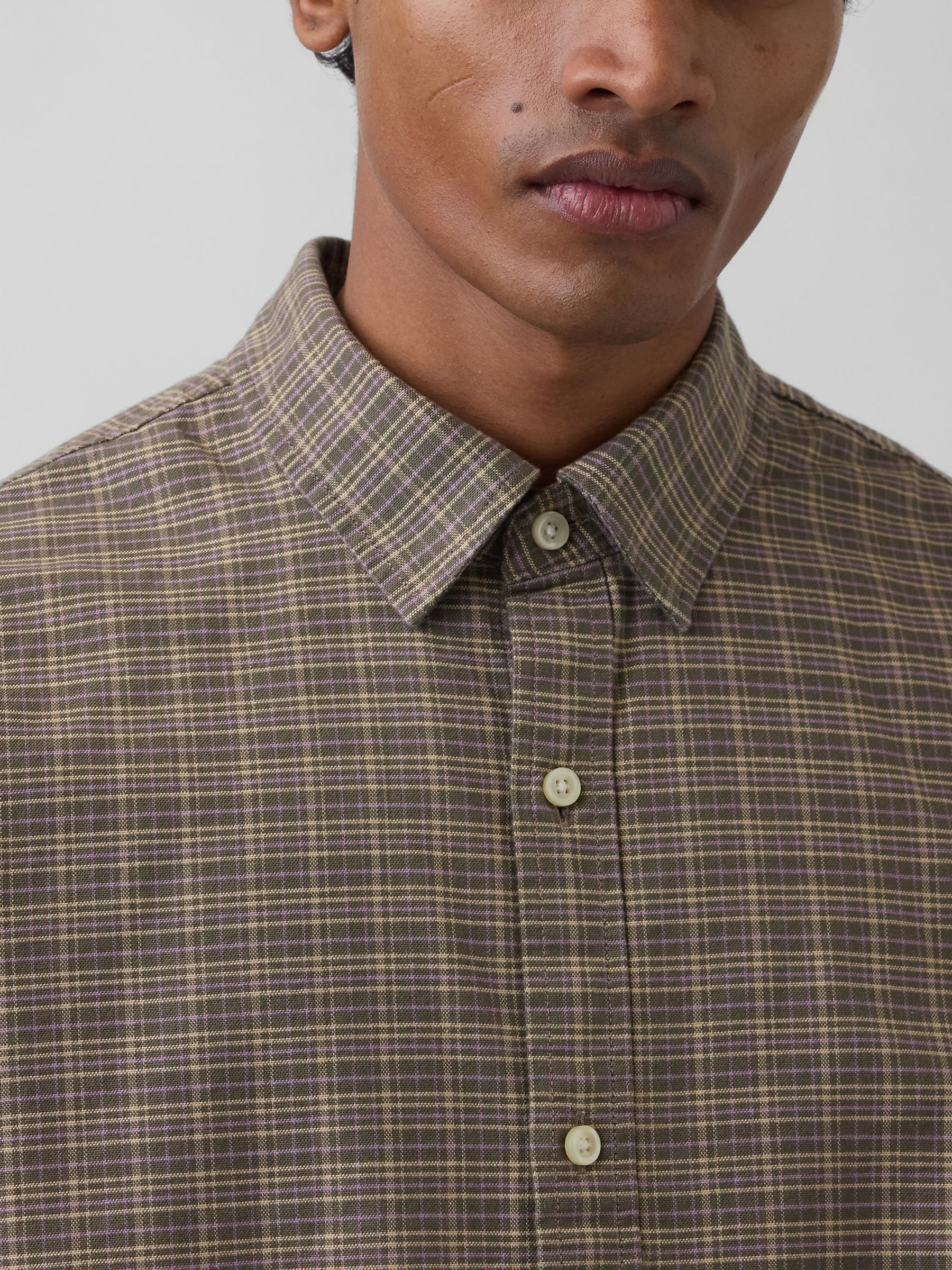 Brown Check Relaxed Straight-Hem Oxford Shirt - Image 4 of 4