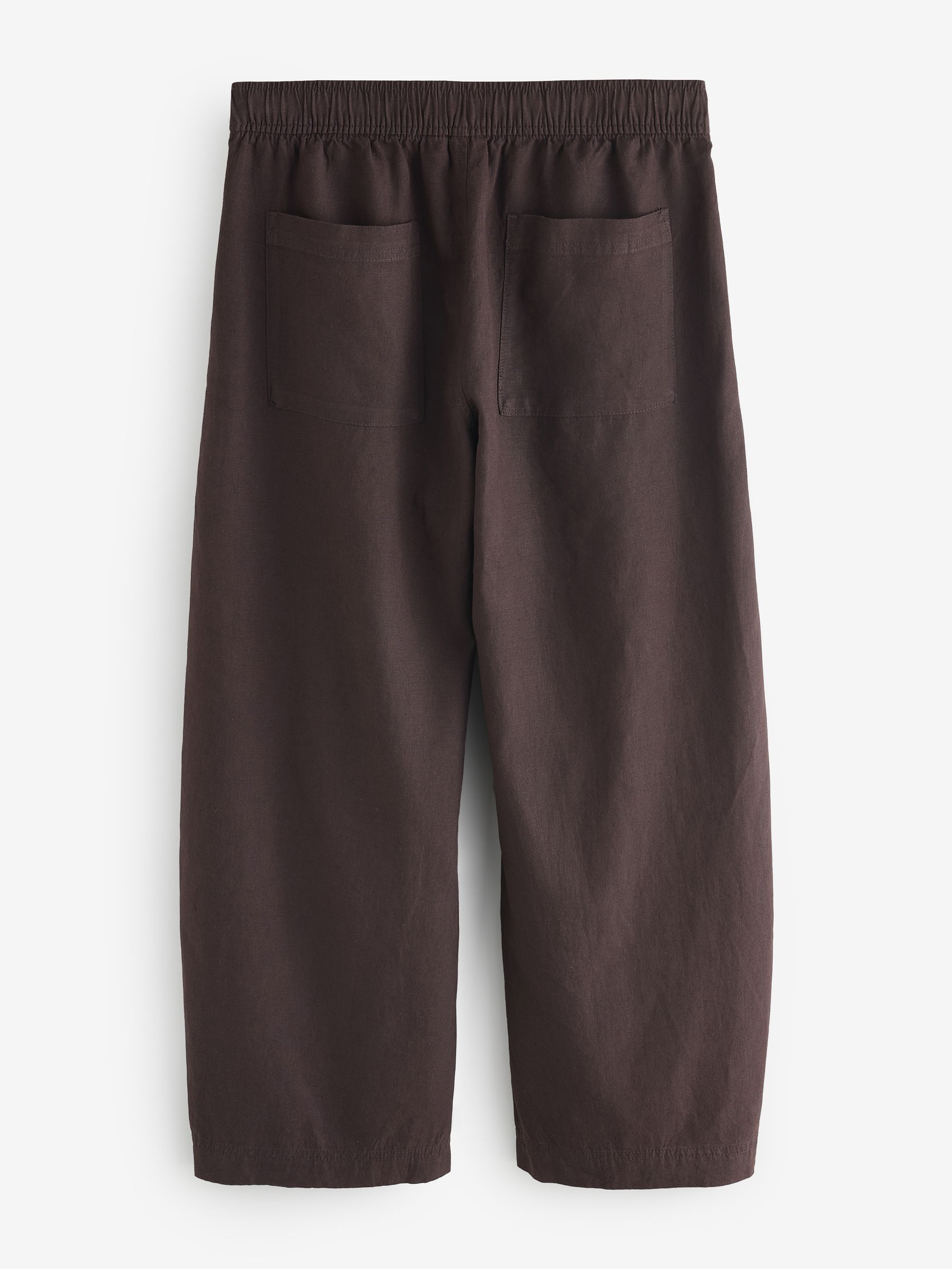 Brown Mid Rise Linen-Blend Easy Barrel Trousers - Image 2 of 5