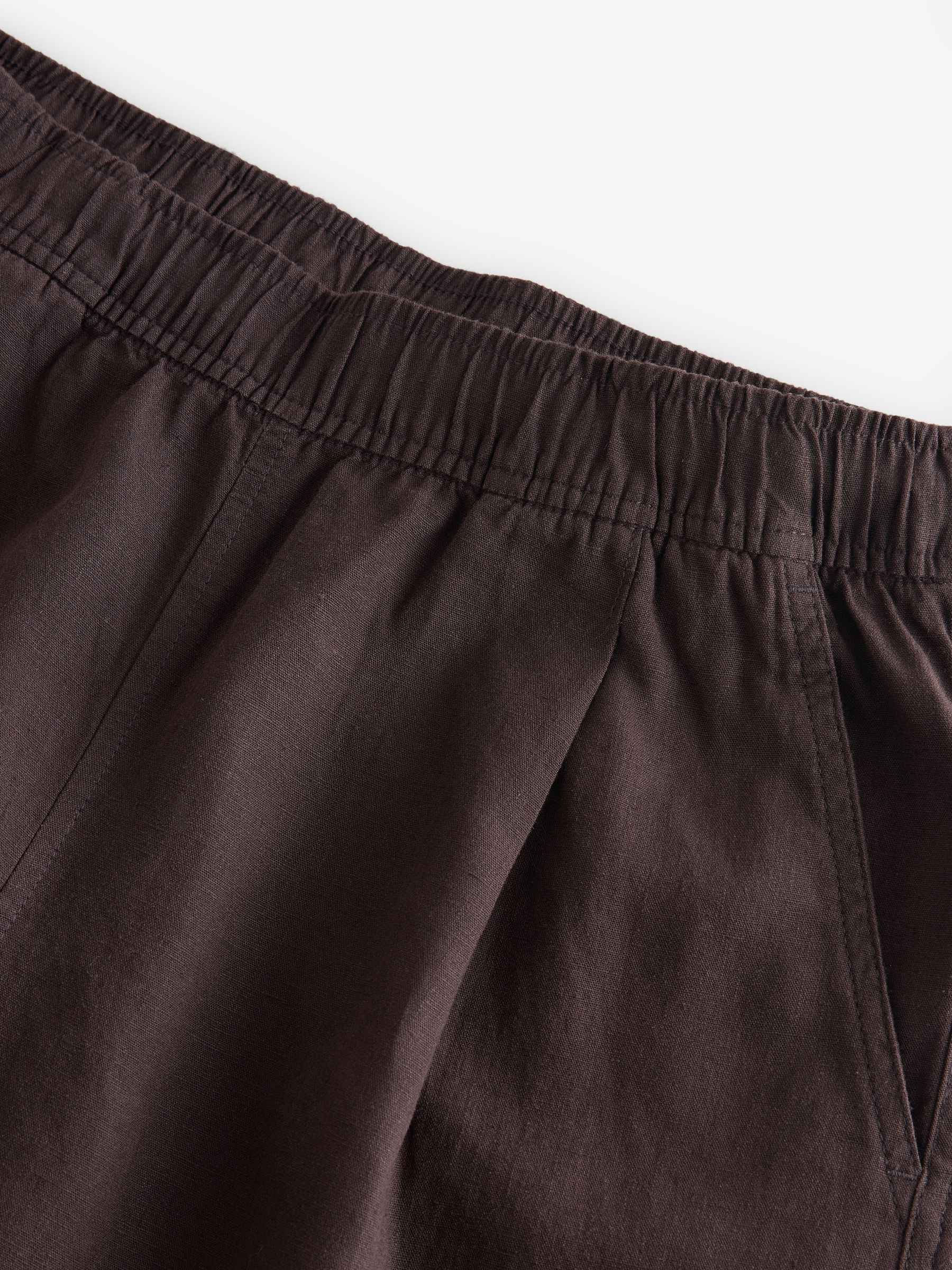 Brown Mid Rise Linen-Blend Easy Barrel Trousers - Image 4 of 5