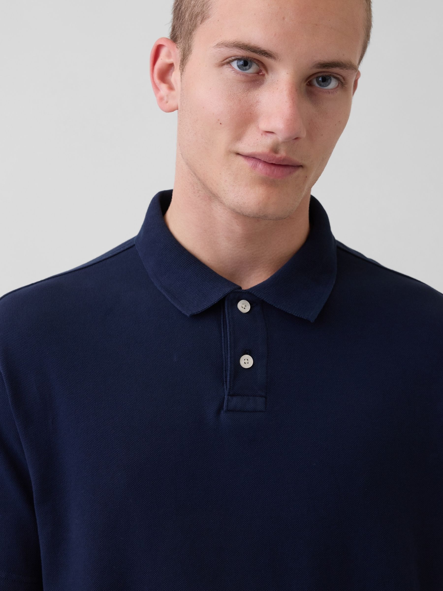 Navy Relaxed Pique Polo Shirt - Image 4 of 4