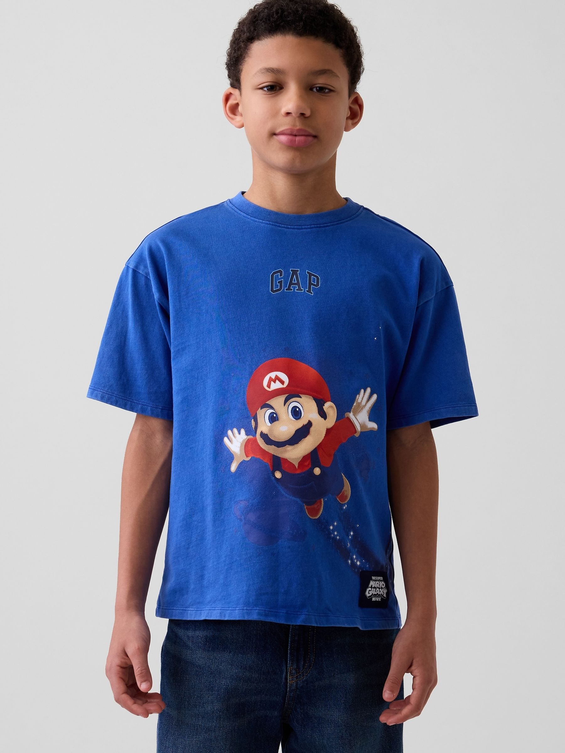 Blue Super Mario Relaxed Graphic T-Shirt - Image 1 of 5