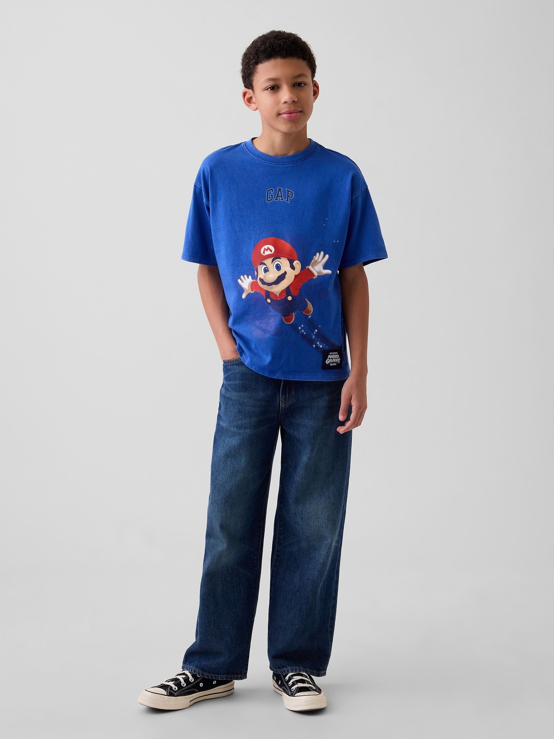 Blue Super Mario Relaxed Graphic T-Shirt - Image 3 of 5