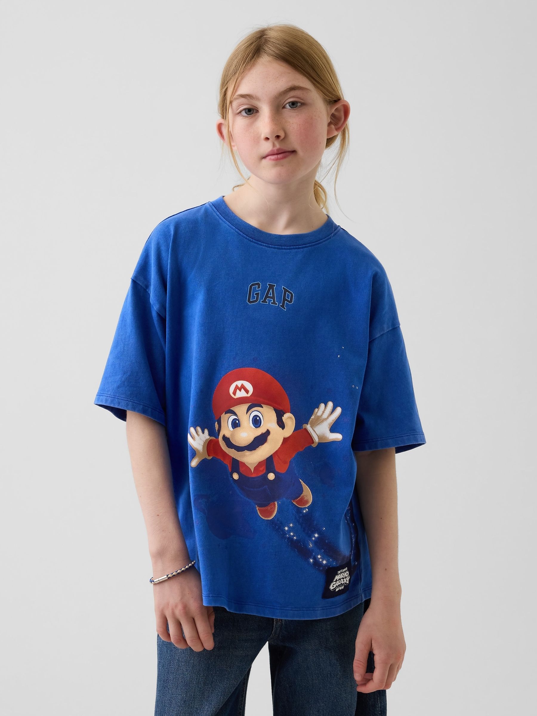 Blue Super Mario Relaxed Graphic T-Shirt - Image 4 of 5
