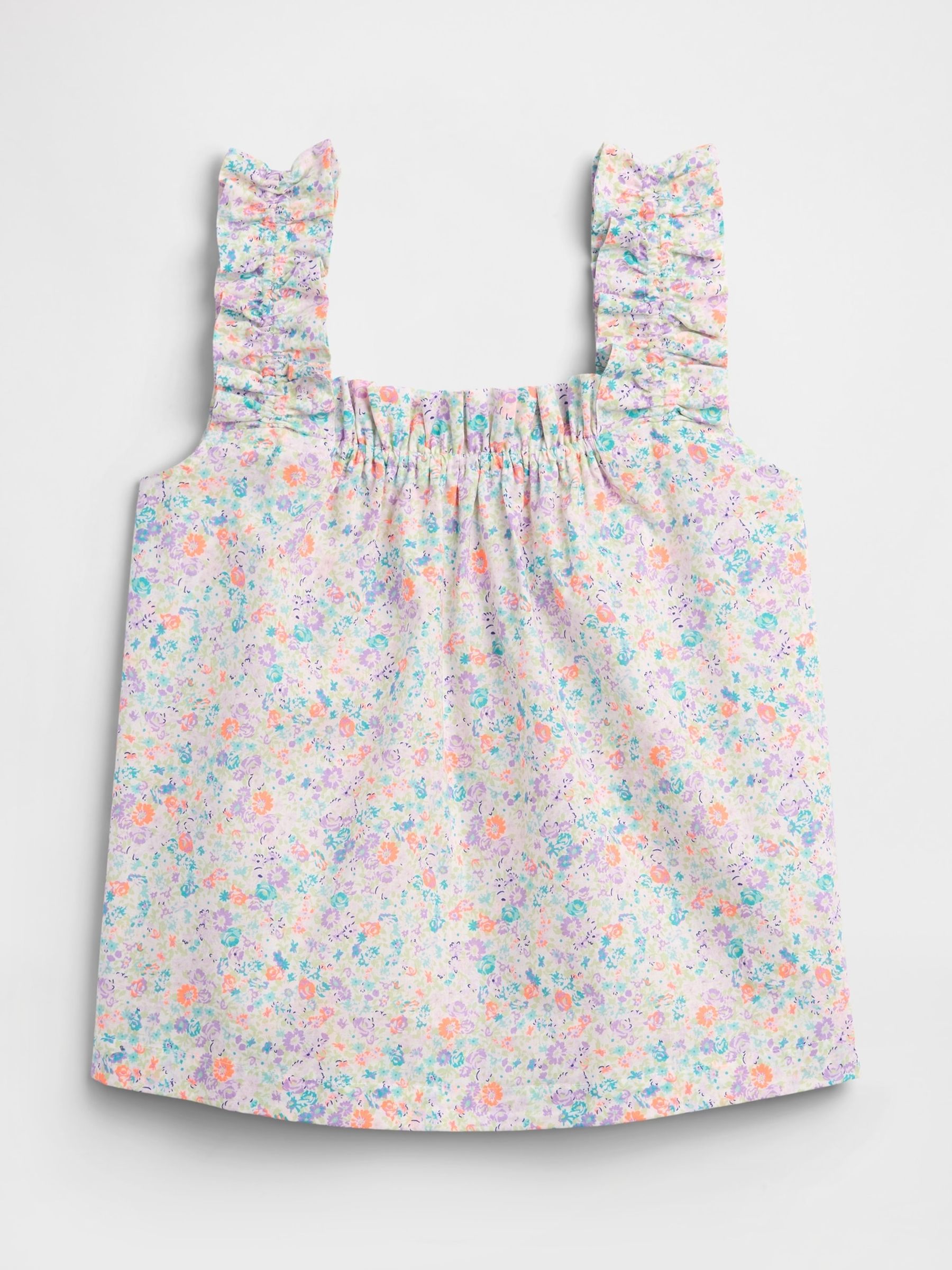 Purple Floral Ruffle Poplin Pyjama Top - Image 5 of 5