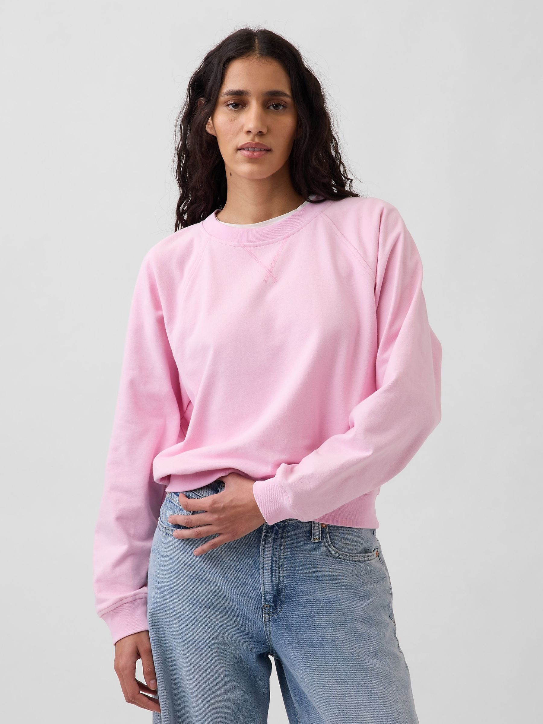 Pink VintageSoft Terry Raglan Sweatshirt - Image 1 of 4