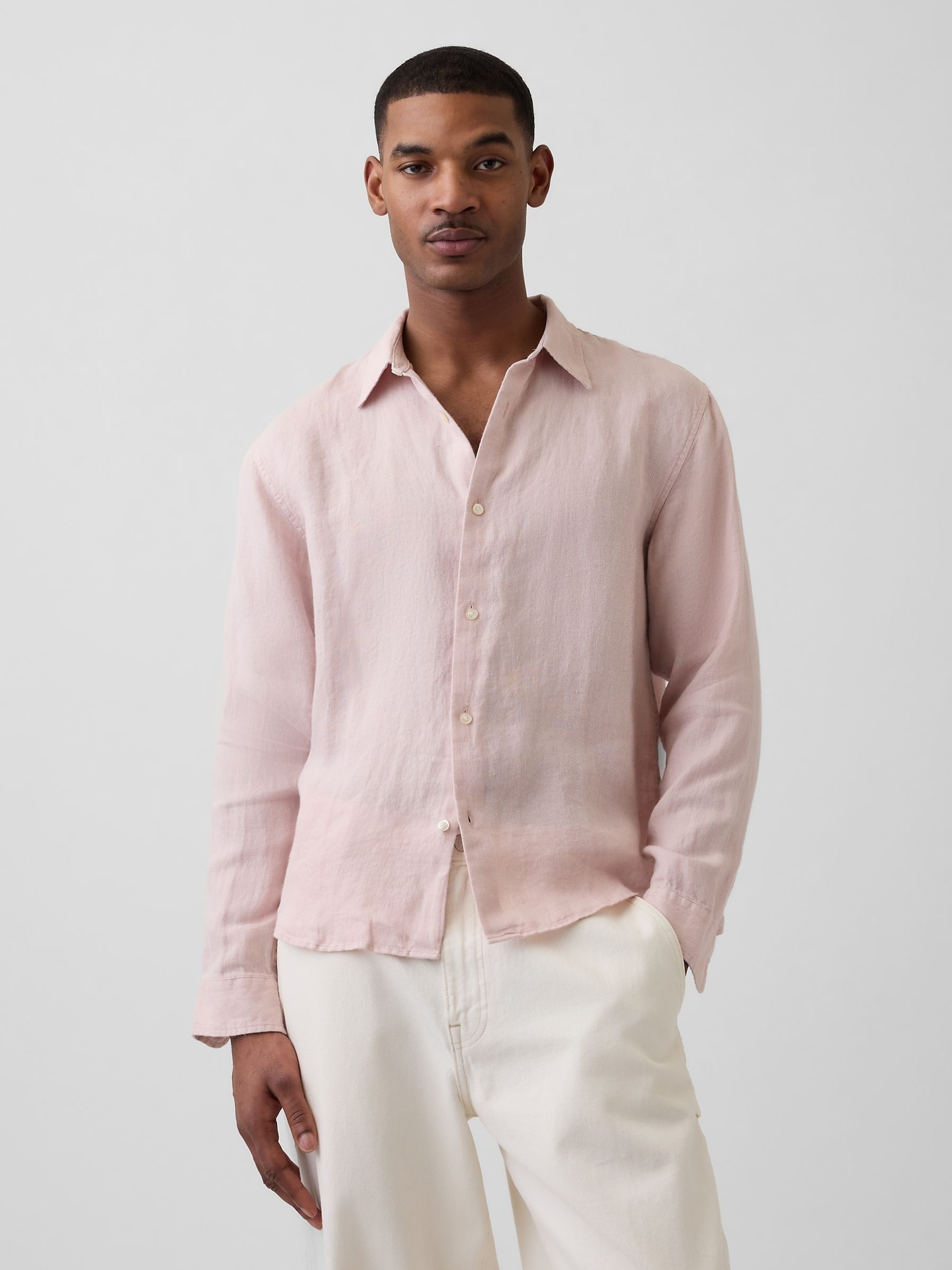 Pink Linen Relaxed Shirt - Image 1 of 4