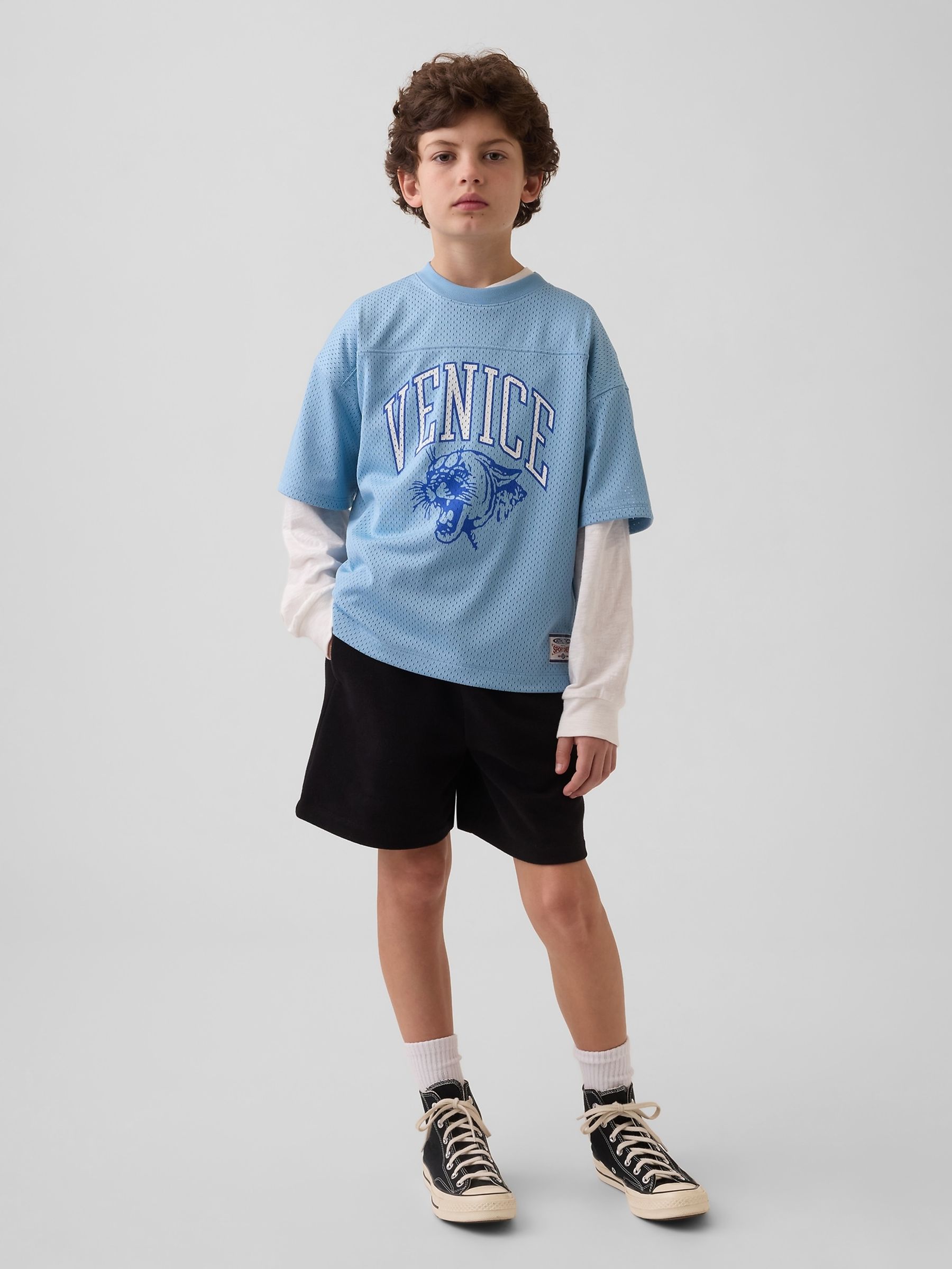 Blue Mesh Oversized Graphic Jersey T-Shirt - Image 3 of 5