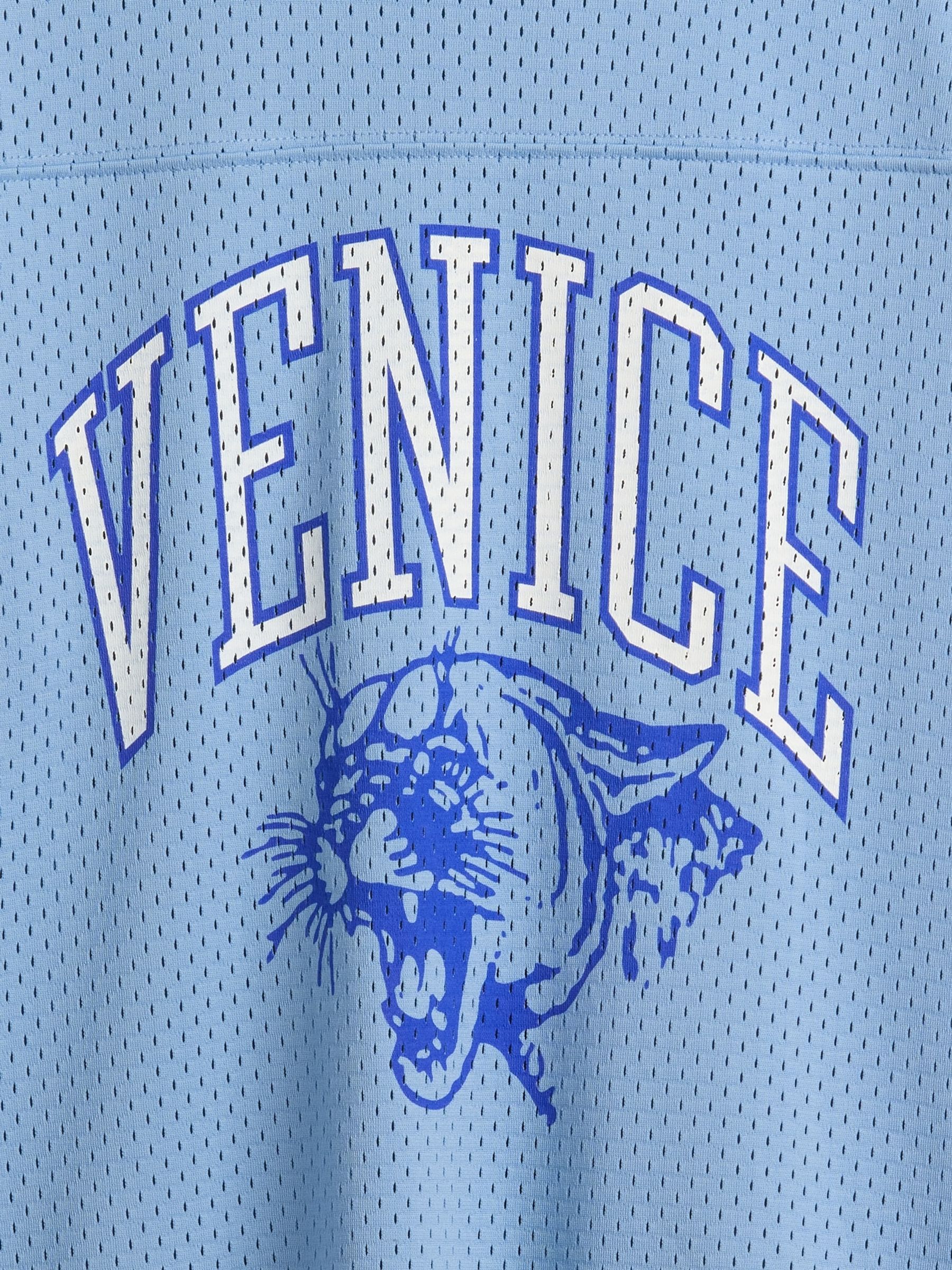 Blue Mesh Oversized Graphic Jersey T-Shirt - Image 5 of 5