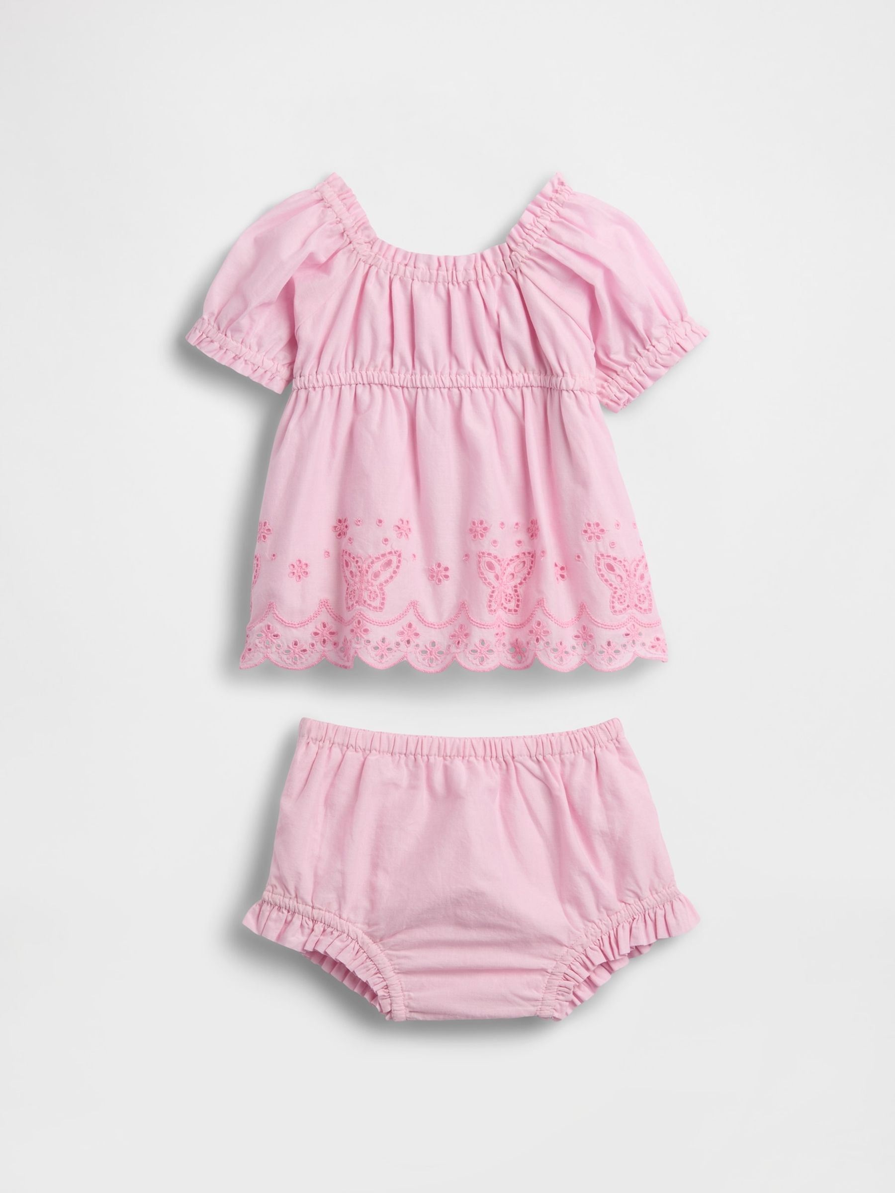 Pink Embroidered Butterfly Outfit Set - Image 1 of 3