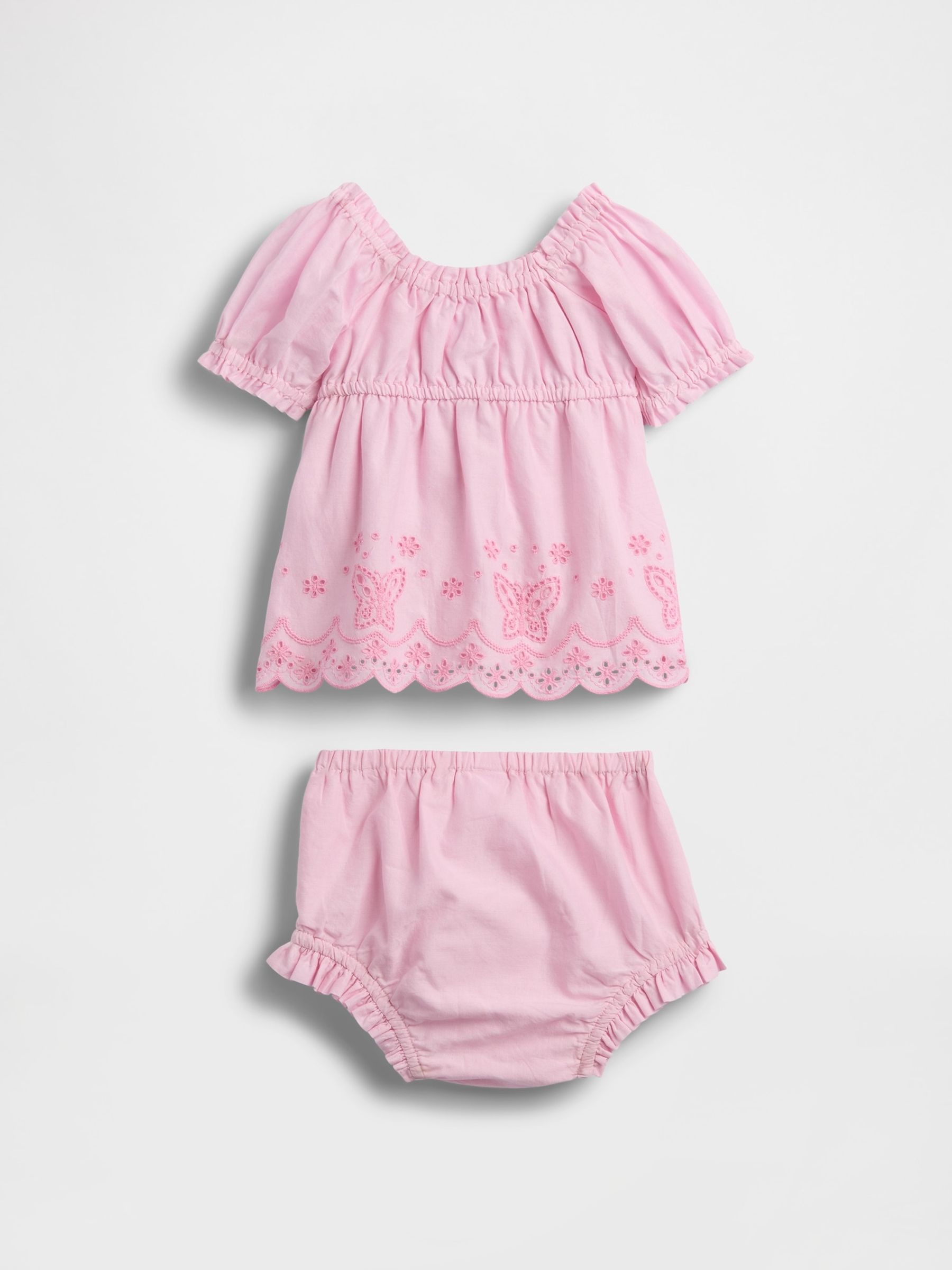 Pink Embroidered Butterfly Outfit Set - Image 2 of 3