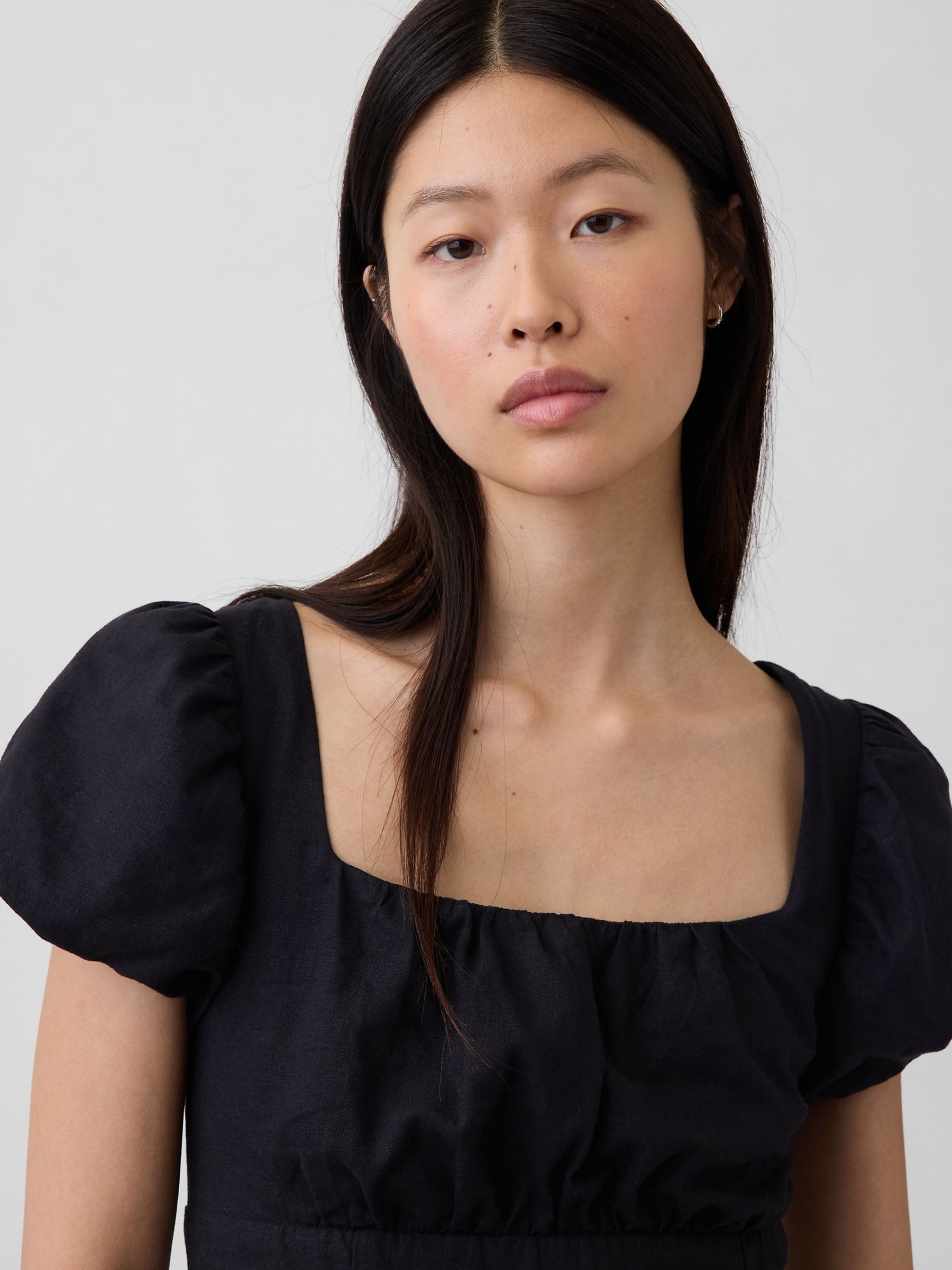 Black Linen-Blend Drop-Waist Maxi Dress - Image 4 of 4