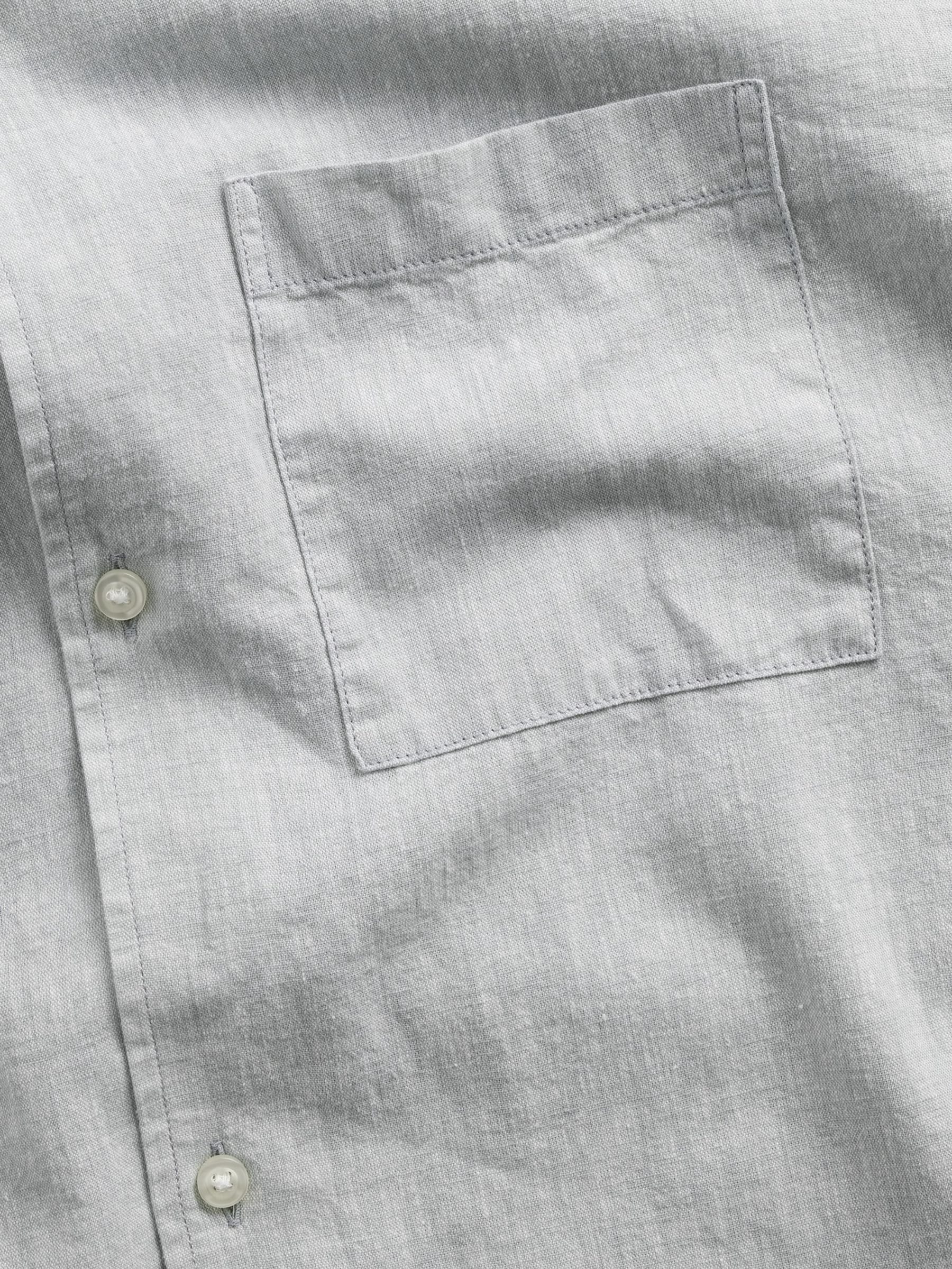 Grey Linen-Cotton Relaxed Straight-Hem Shirt - Image 4 of 4