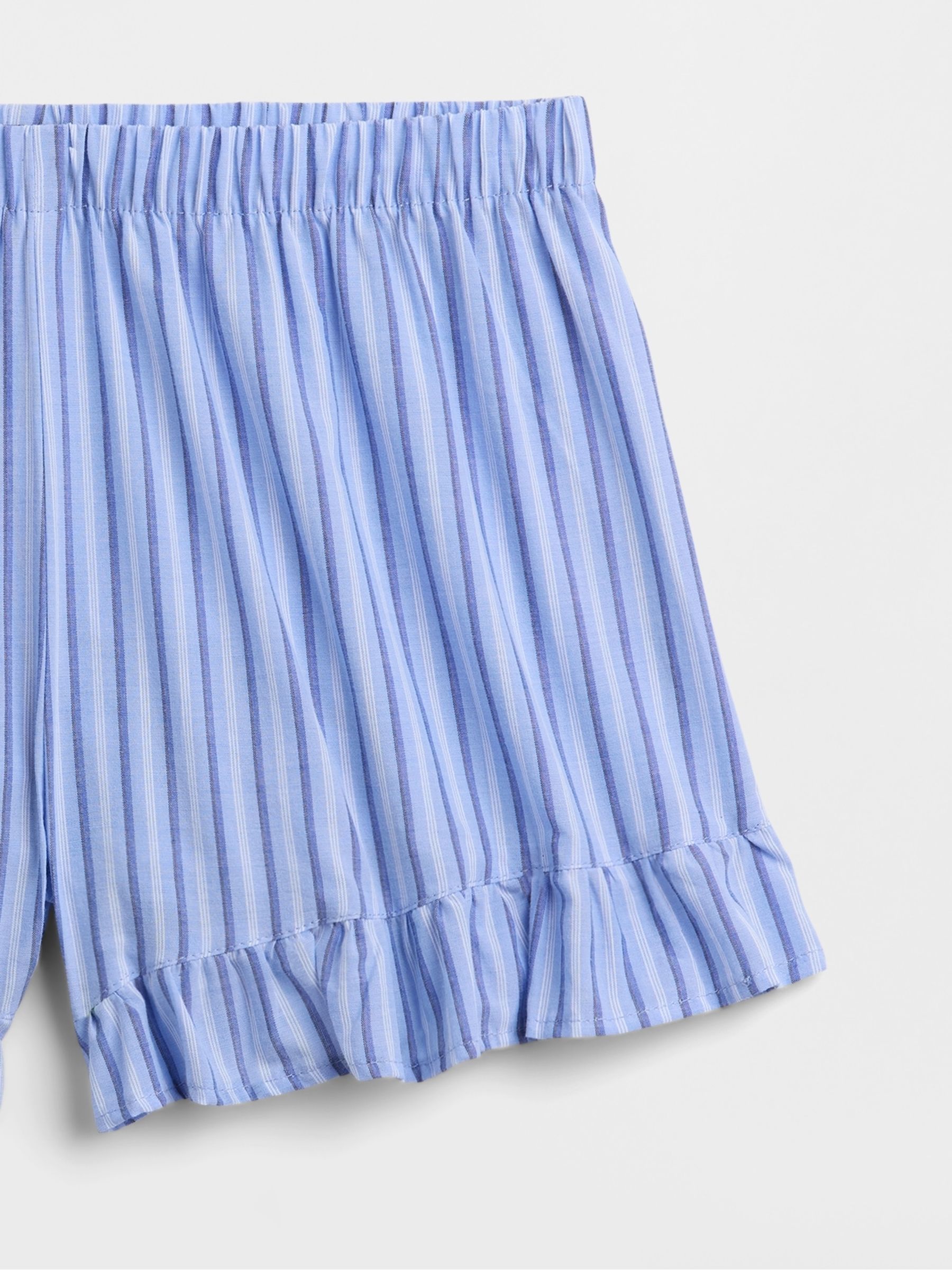 Blue Stripe Ruffle Poplin Pyjama Shorts - Image 4 of 5