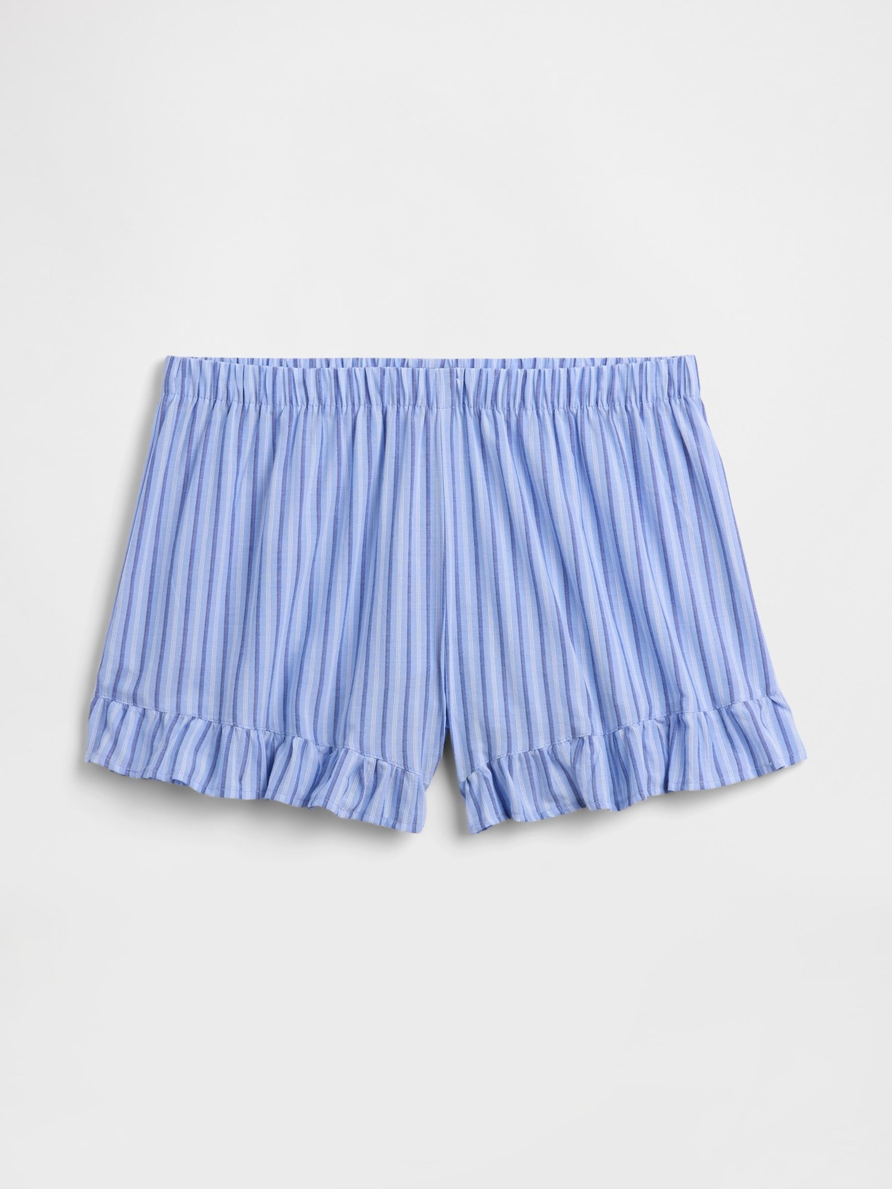 Blue Stripe Ruffle Poplin Pyjama Shorts - Image 5 of 5