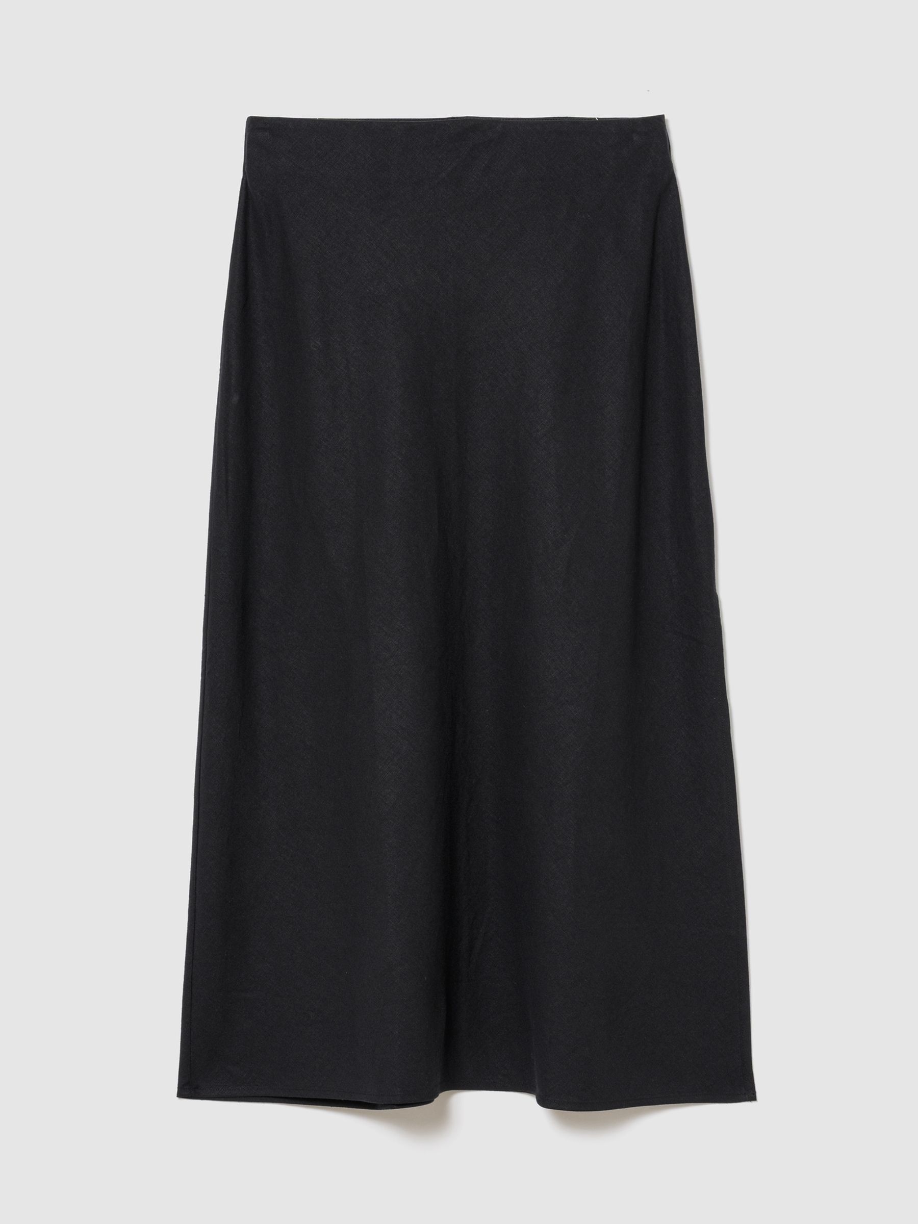 Black Linen-Blend Maxi Slip Skirt - Image 1 of 1
