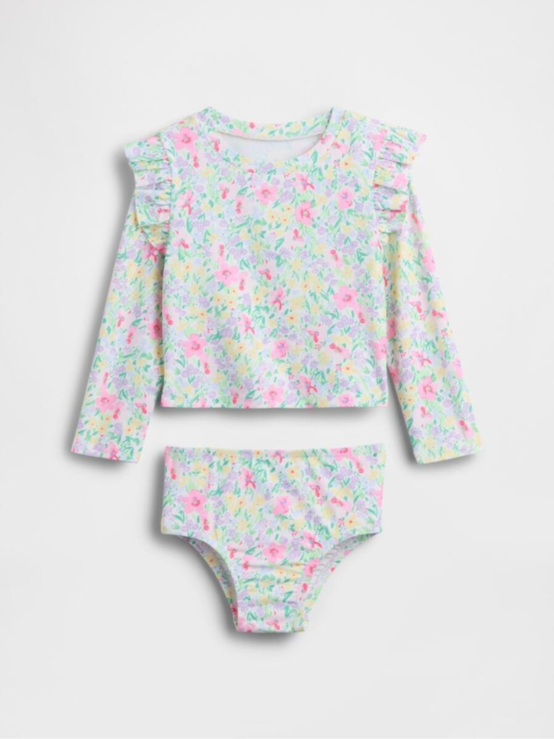 Green Floral Rash Guard Swim Two Piece (12mth-5yrs) - Image 1 of 2