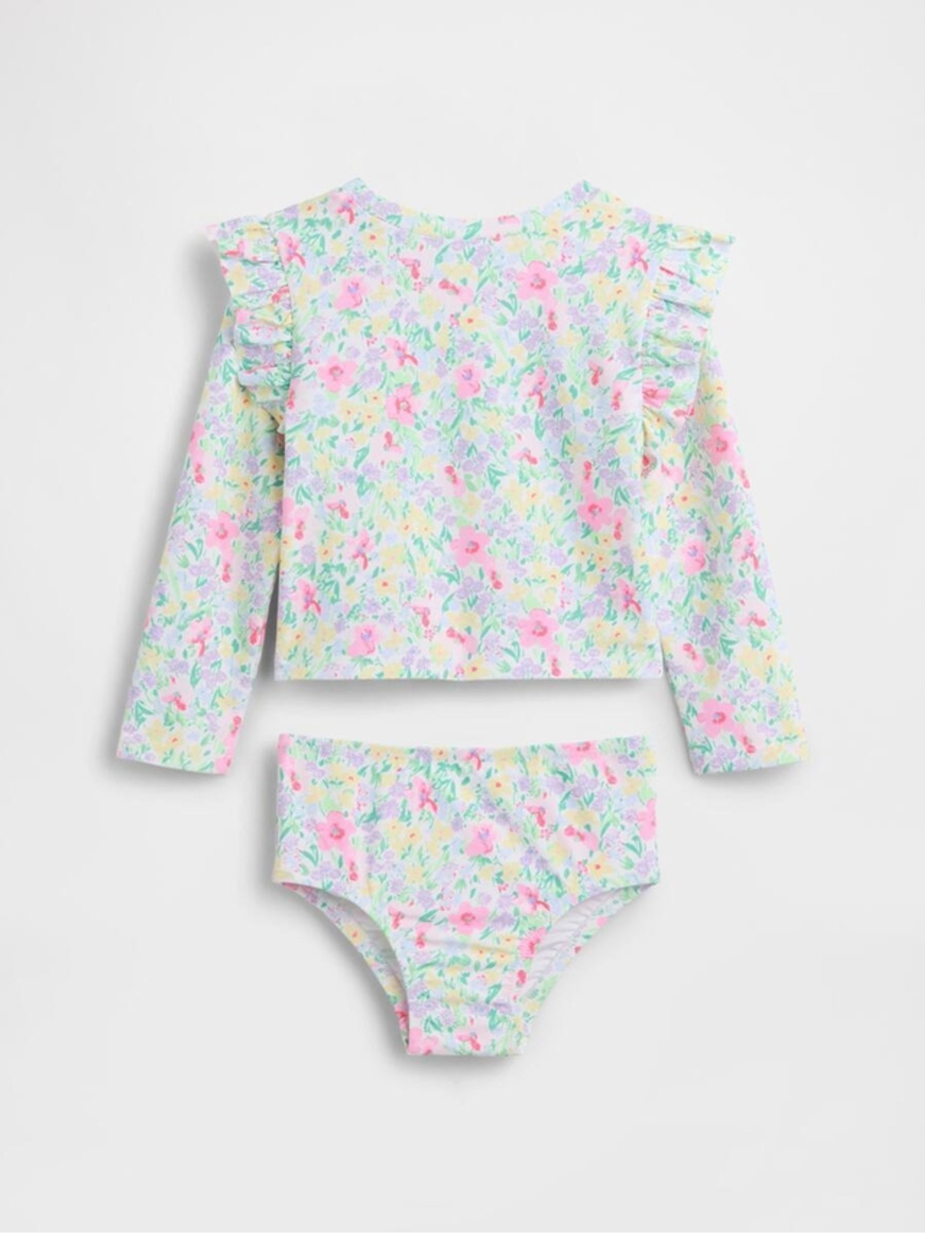 Green Floral Rash Guard Swim Two Piece (12mth-5yrs) - Image 2 of 2