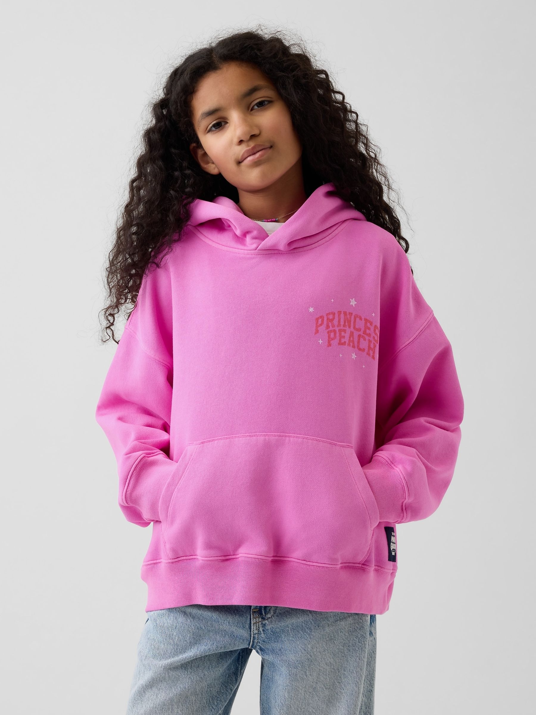 Pink Princess Peach Super Mario VintageSoft Relaxed Hoodie - Image 1 of 3