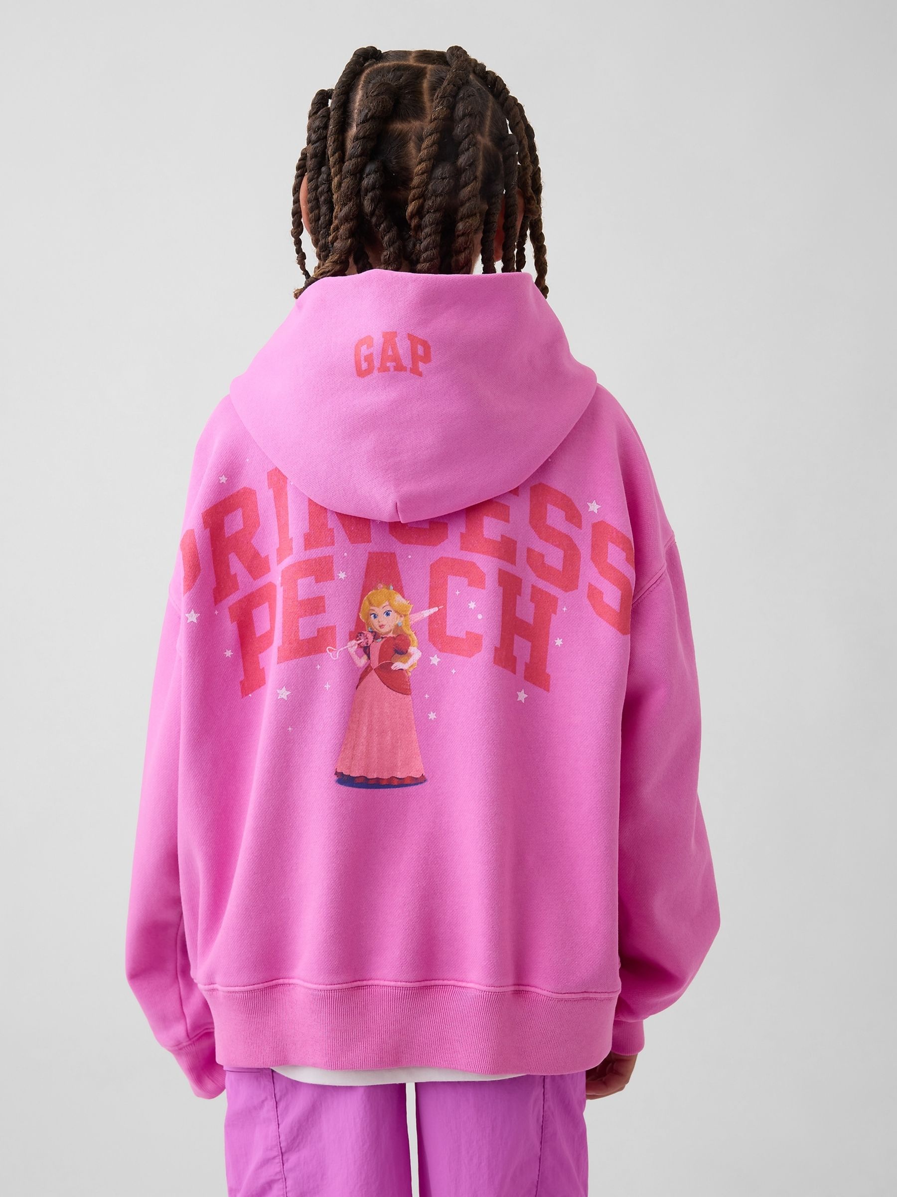 Pink Princess Peach Super Mario VintageSoft Relaxed Hoodie - Image 2 of 3