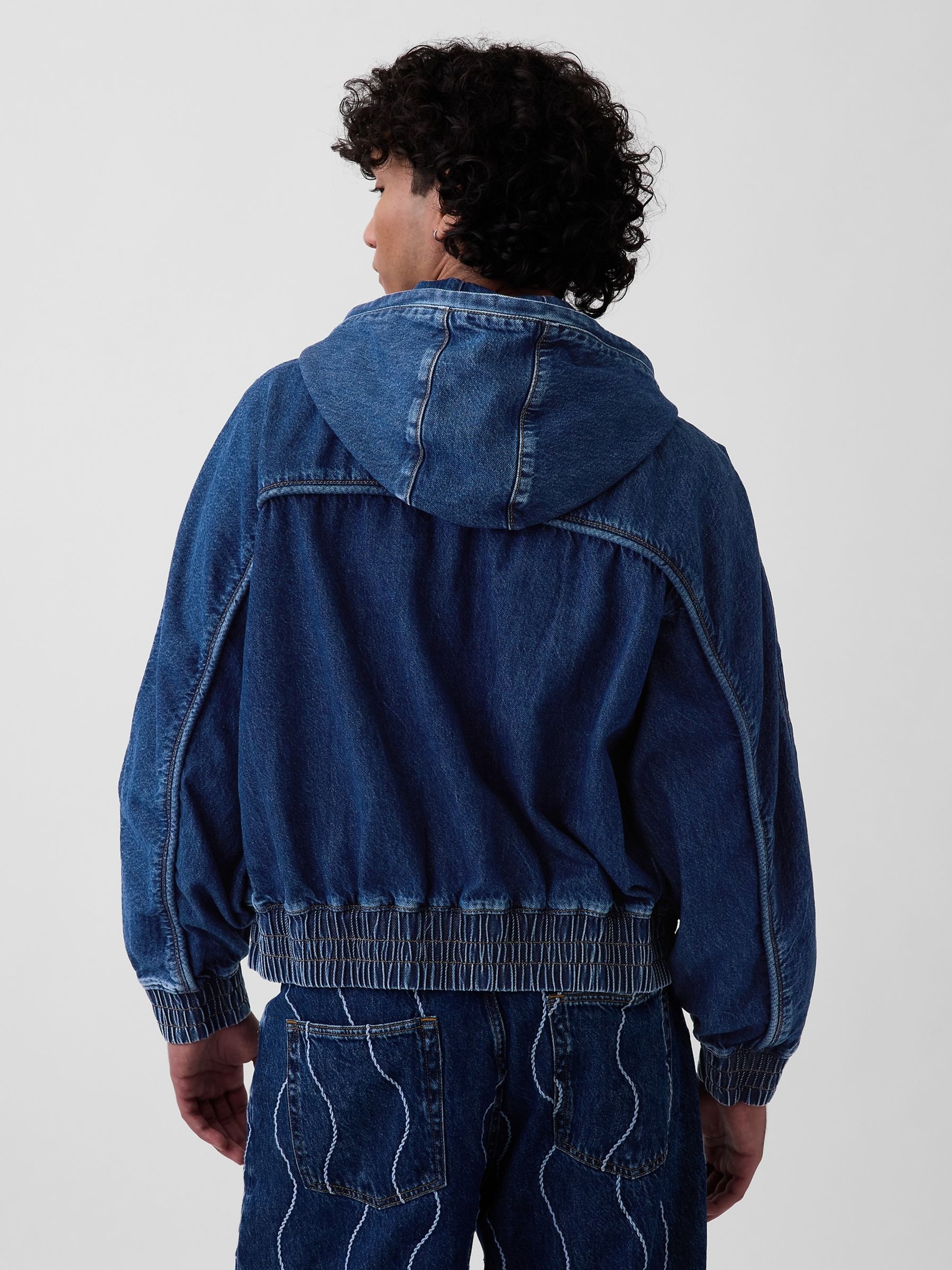 Gap x Harlem's Mid Wash Fashion Row Denim Zip Hoodie - Image 2 of 5 Gap x Harlem's Mid Wash Fashion Row Denim Zip Hoodie - Image 2 of 5