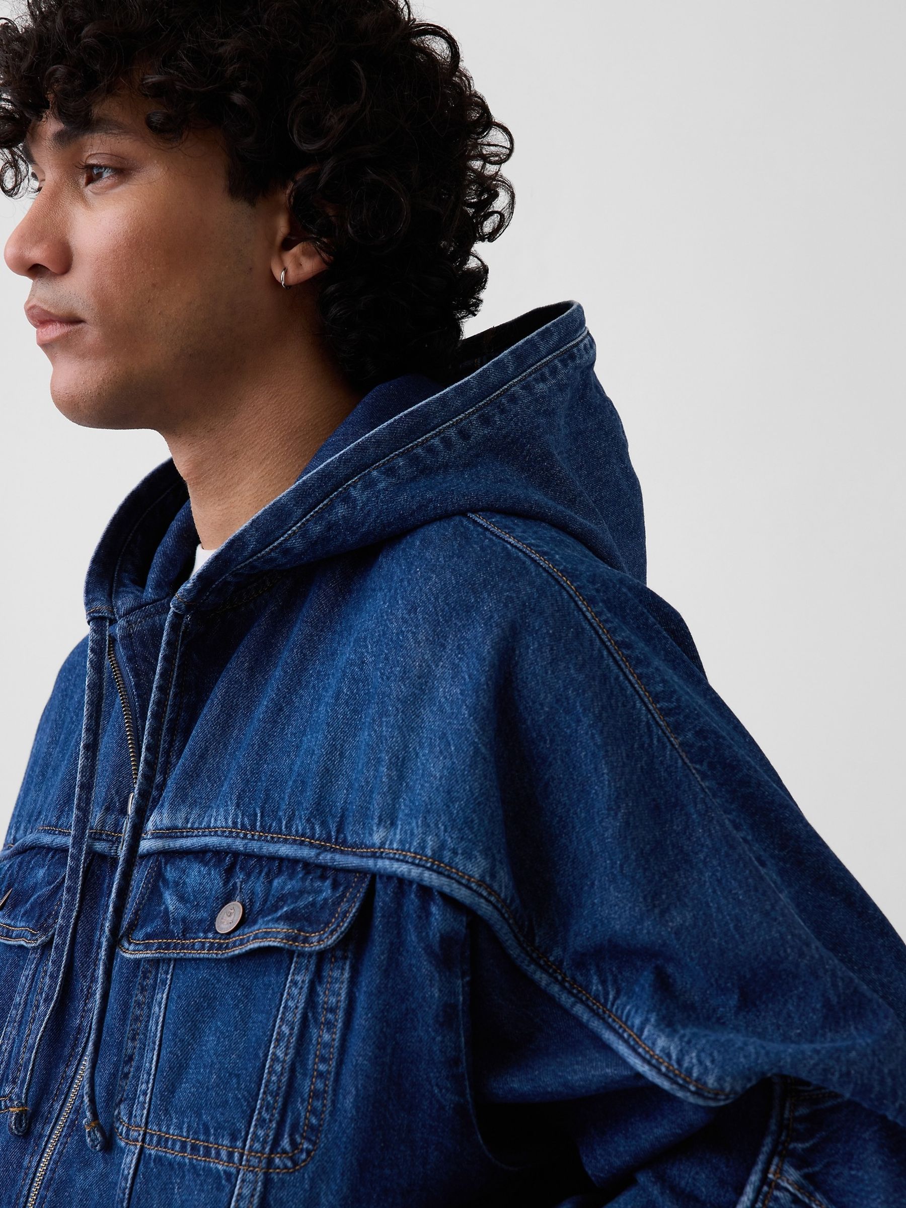 Gap x Harlem's Mid Wash Fashion Row Denim Zip Hoodie - Image 5 of 5
