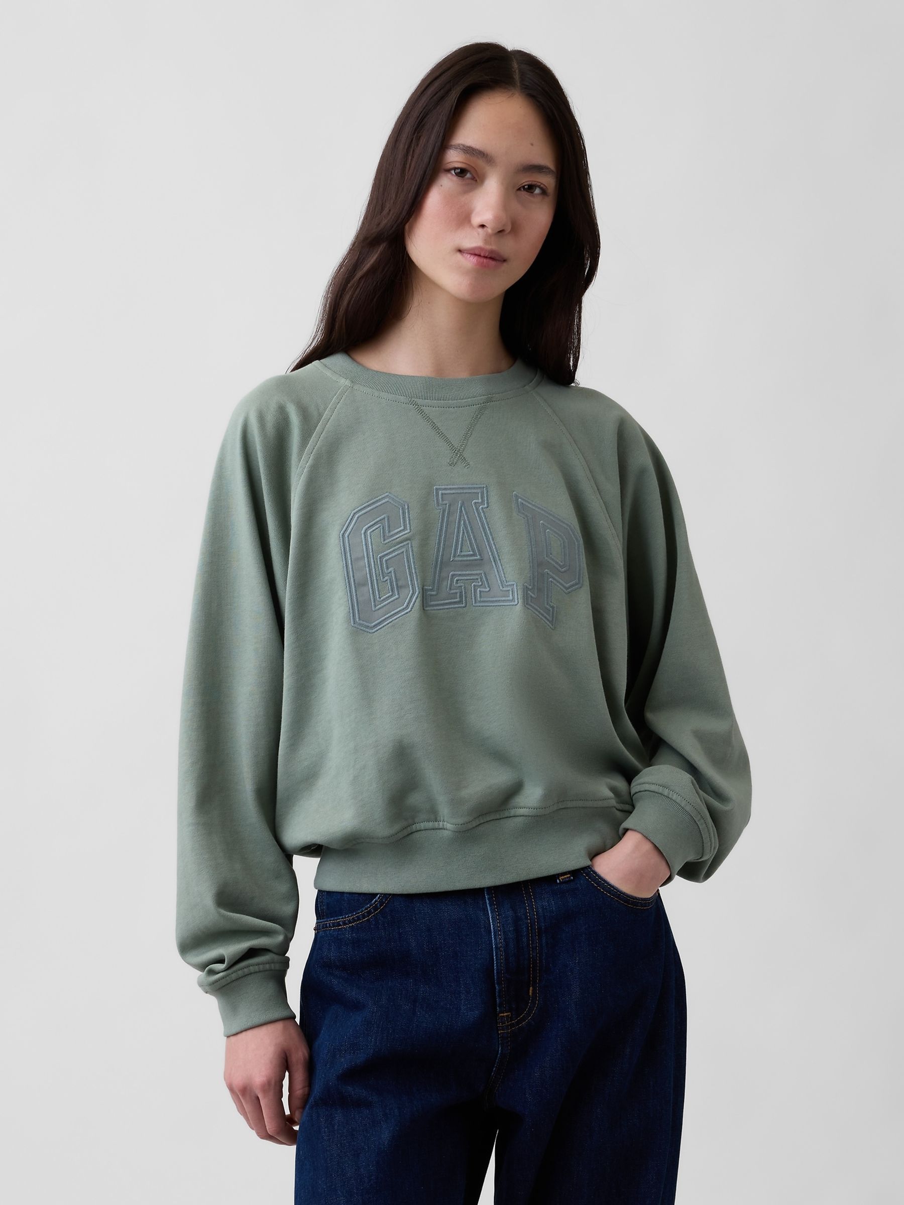 Green French Terry Raglan Logo Sweatshirt - Image 1 of 5