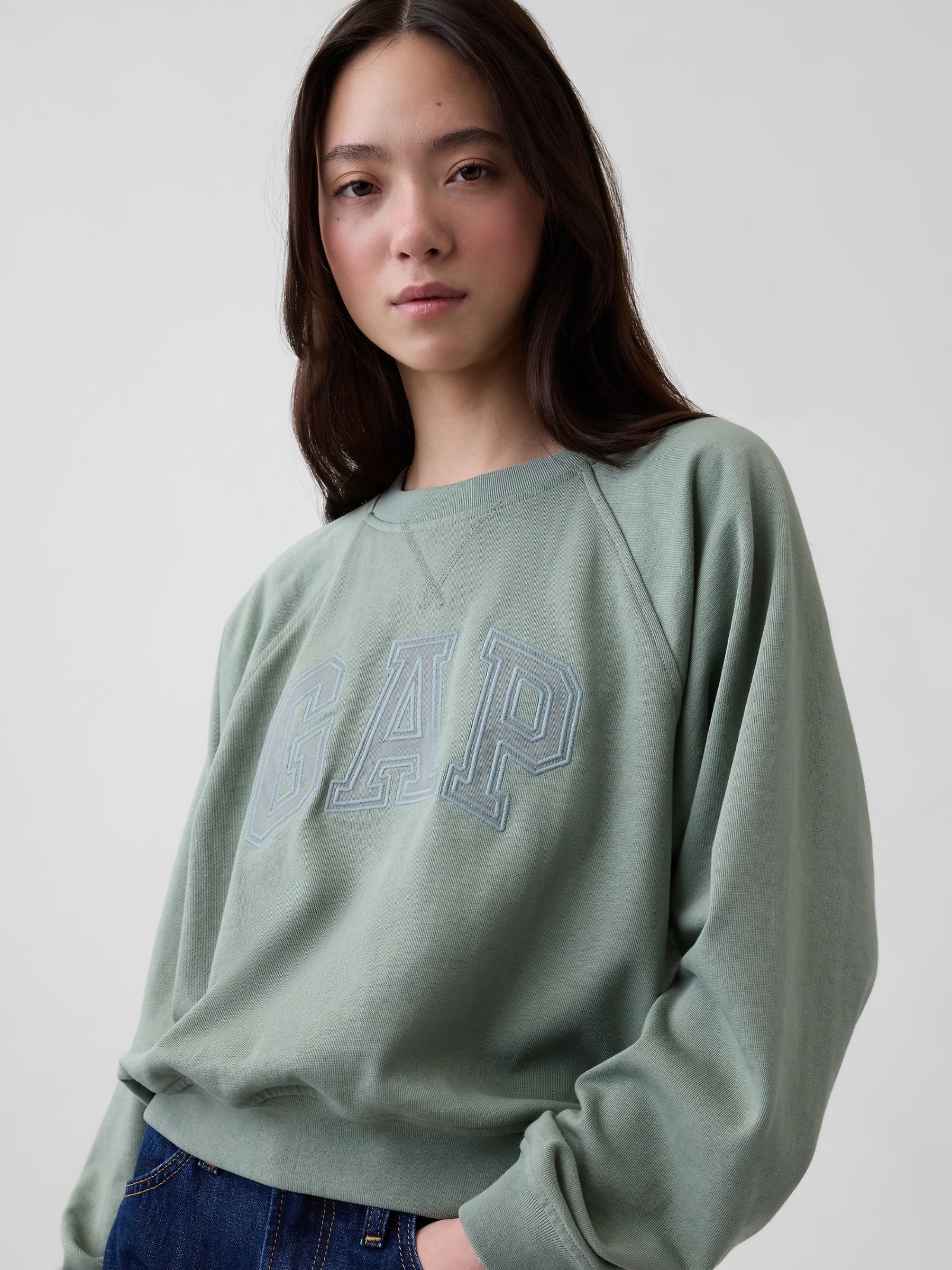 Green French Terry Raglan Logo Sweatshirt - Image 4 of 5