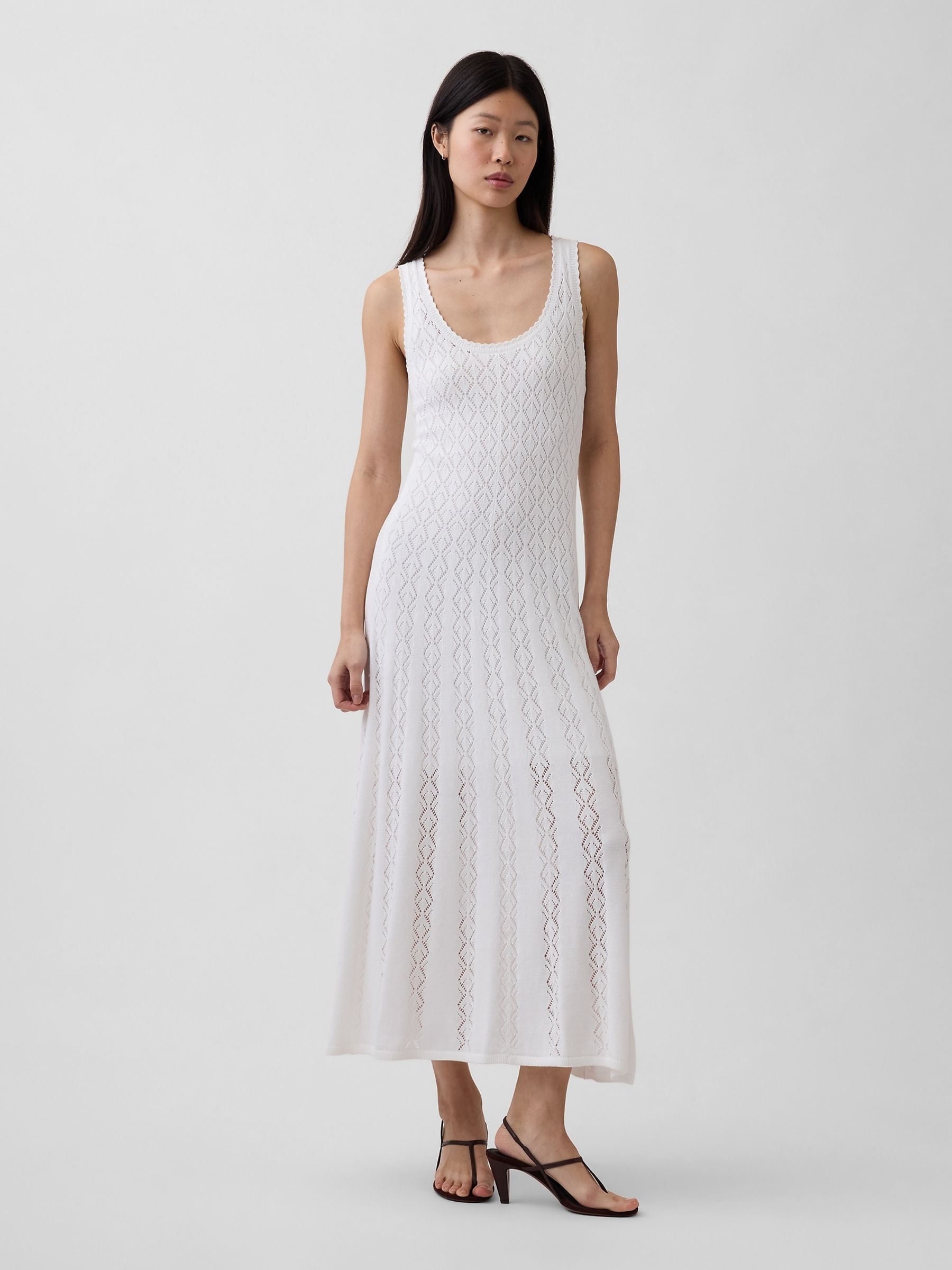 White Pointelle Maxi Dress - Image 1 of 4