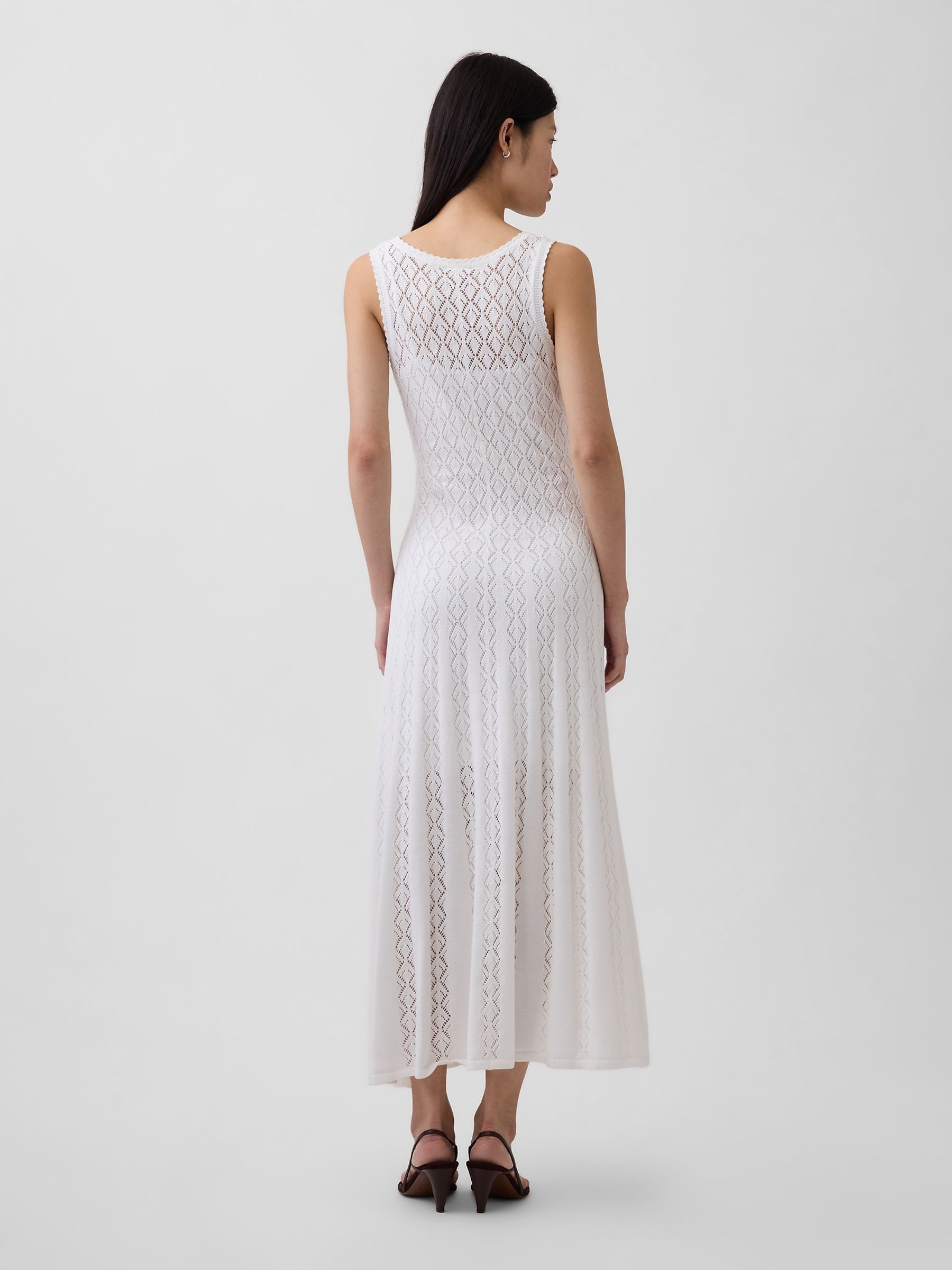 White Pointelle Maxi Dress - Image 2 of 4