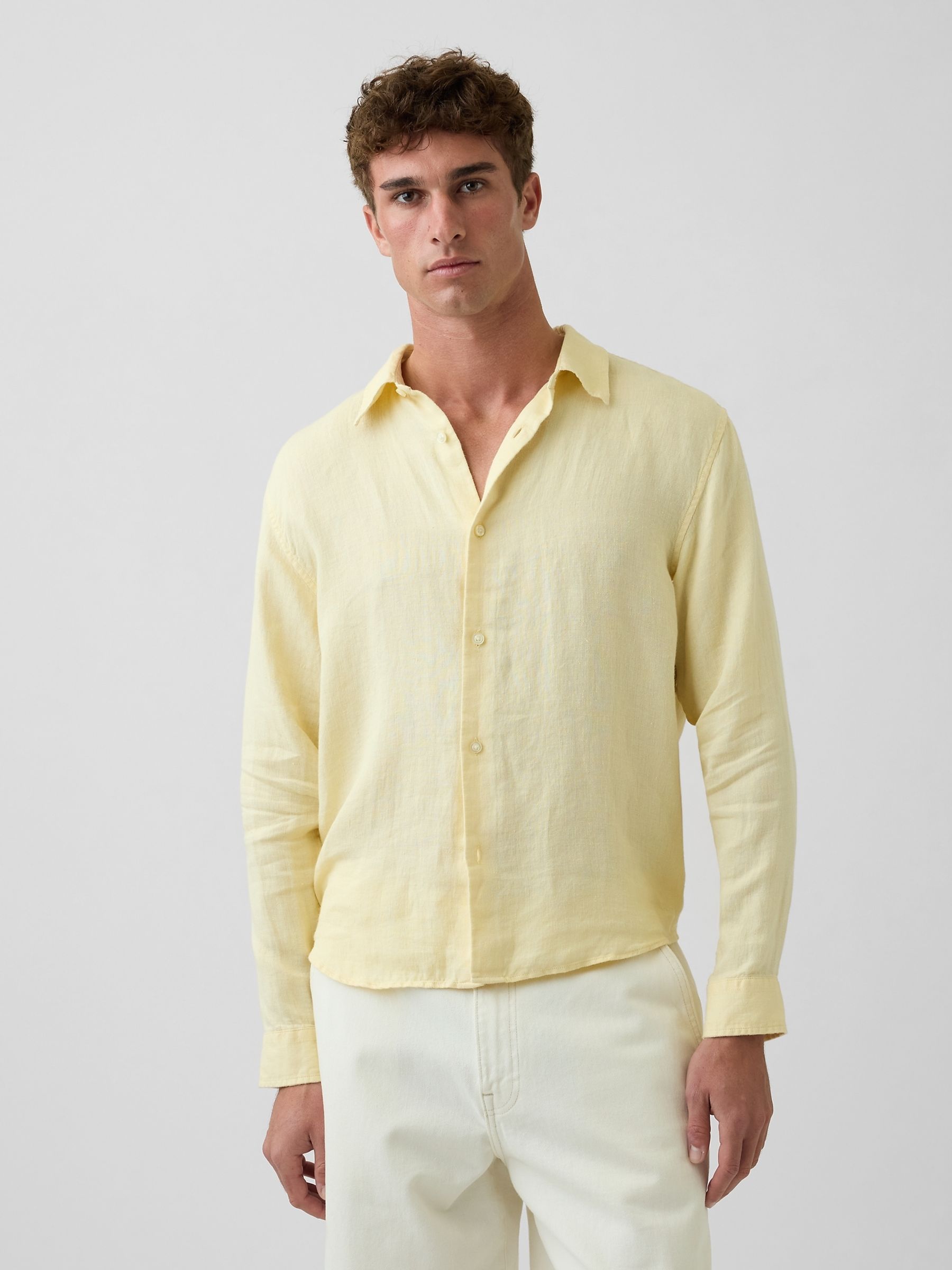 Yellow Linen Relaxed Shirt - Image 1 of 4
