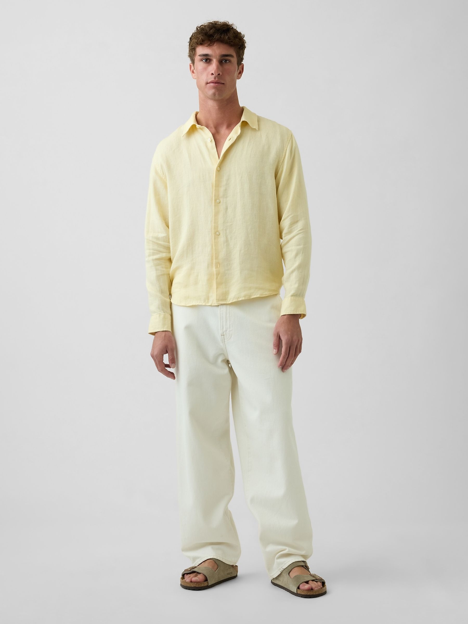 Yellow Linen Relaxed Shirt - Image 3 of 4