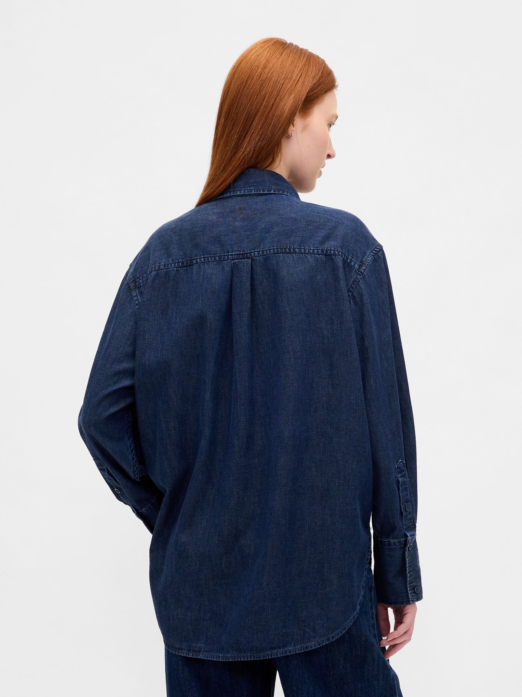 Dark Wash UltraSoft Denim Big Shirt - Image 2 of 4 Dark Wash UltraSoft Denim Big Shirt - Image 2 of 4