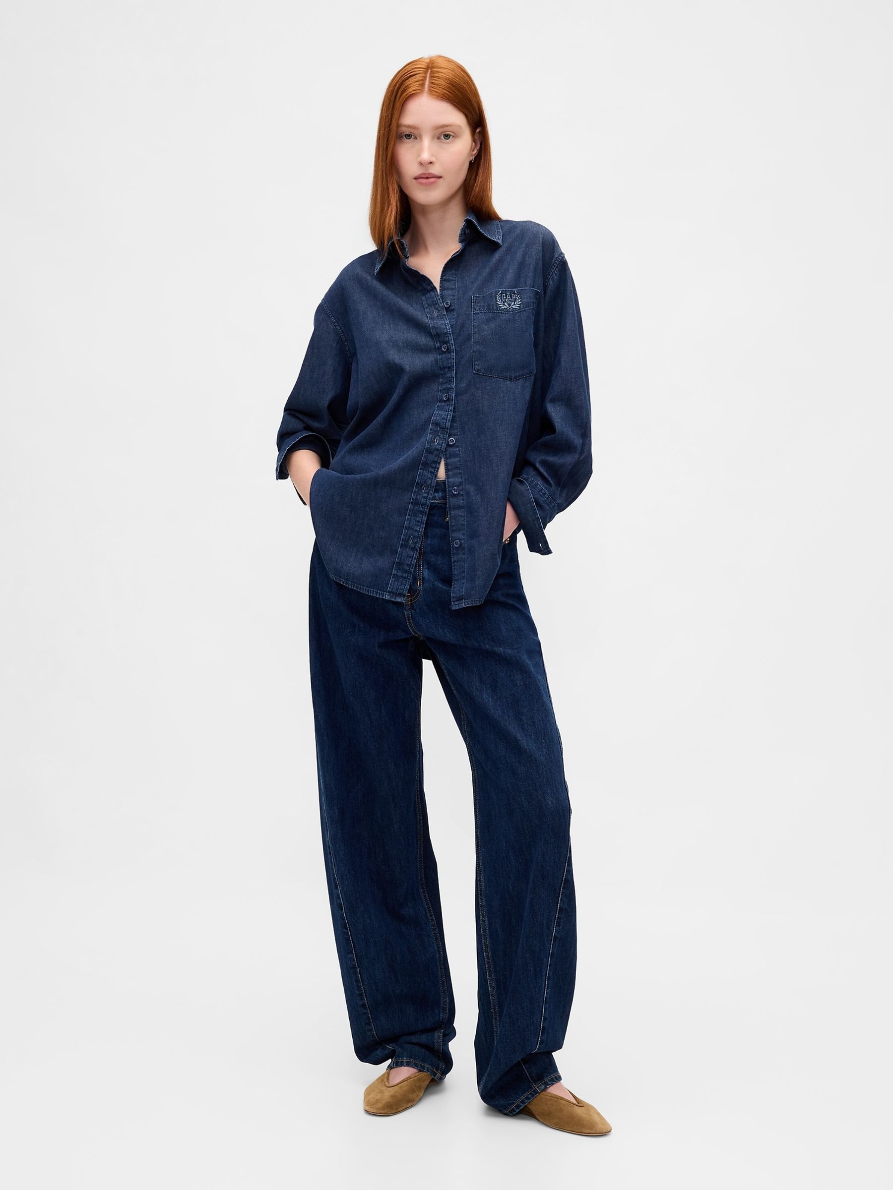 Dark Wash UltraSoft Denim Big Shirt - Image 3 of 4