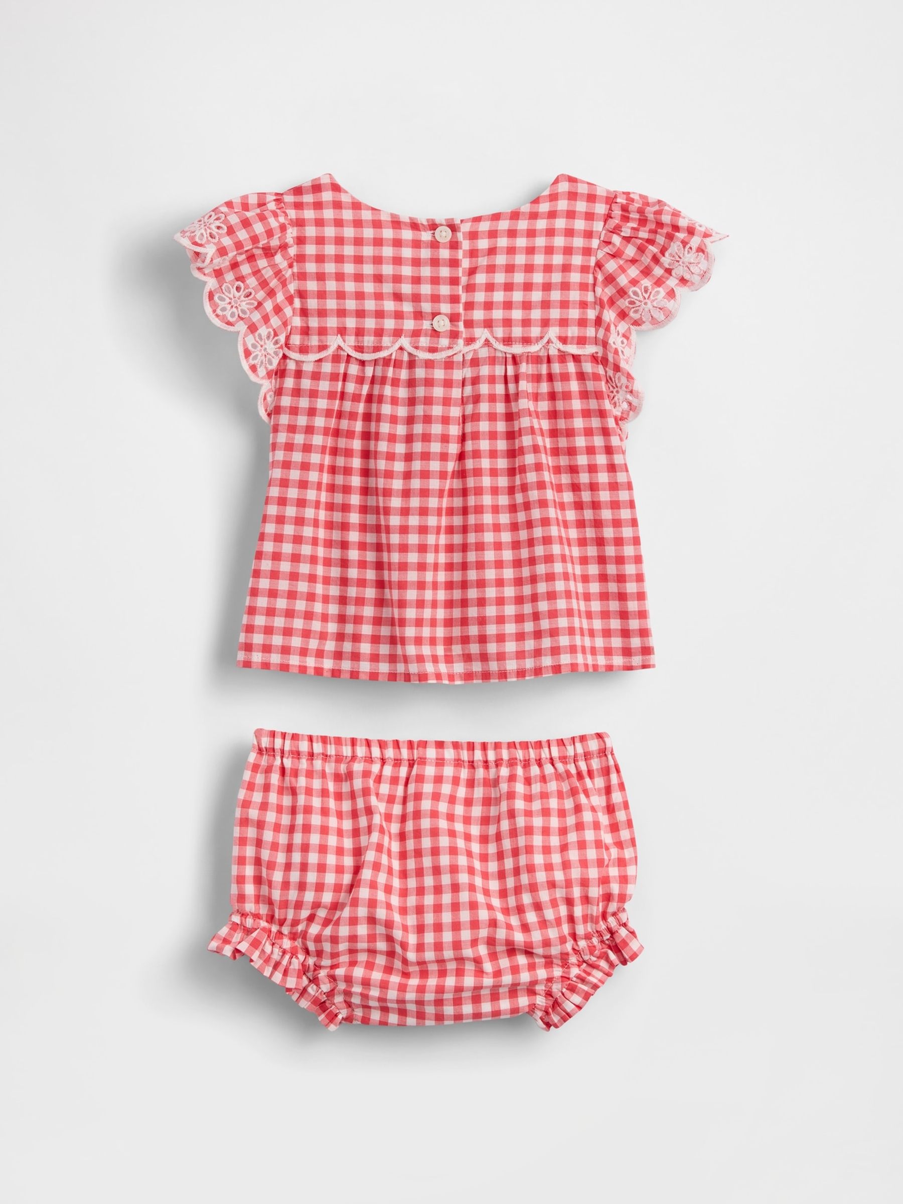 Red Eyelet Gingham Outfit Set - Image 2 of 3