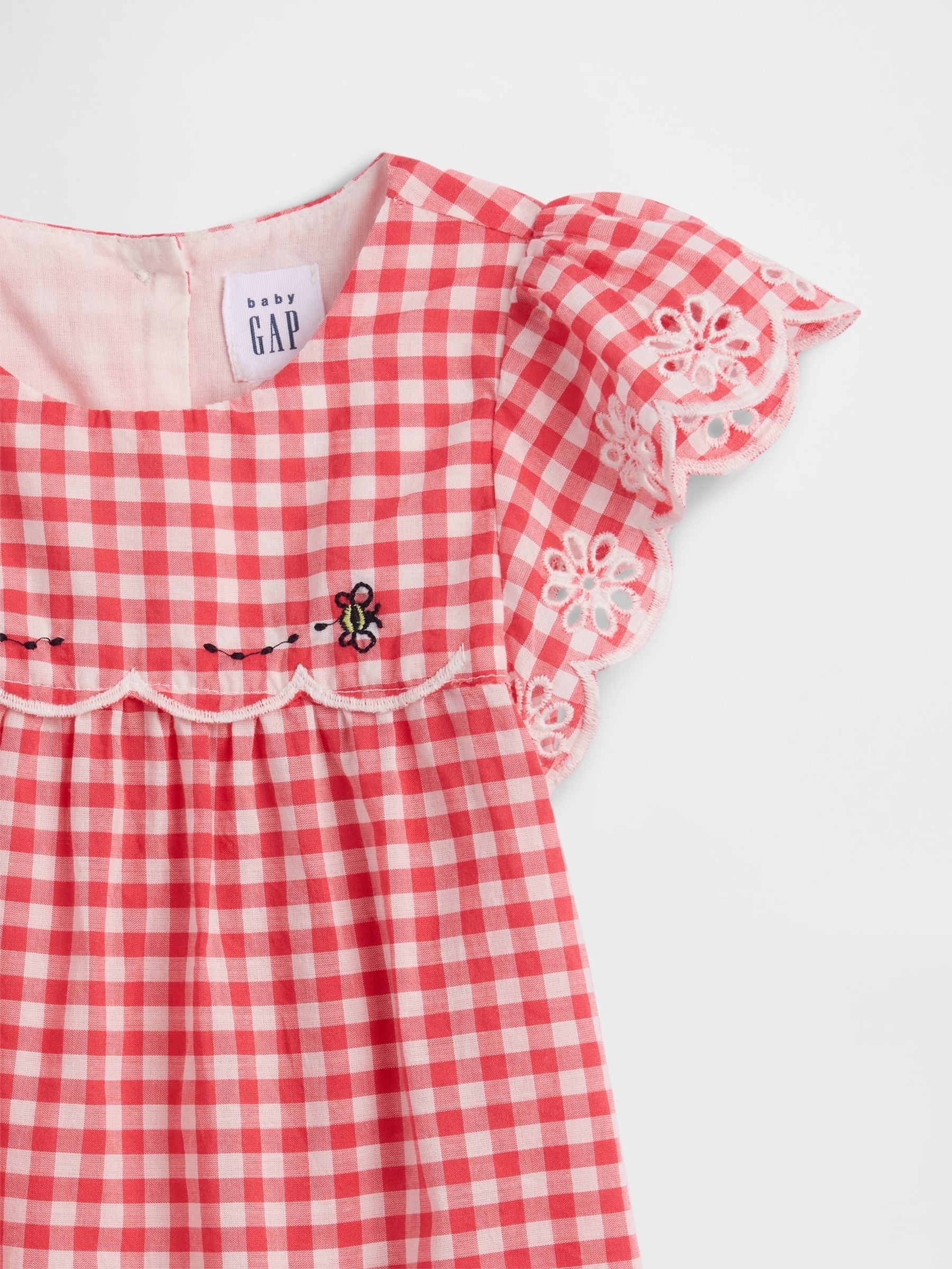 Red Eyelet Gingham Outfit Set - Image 3 of 3