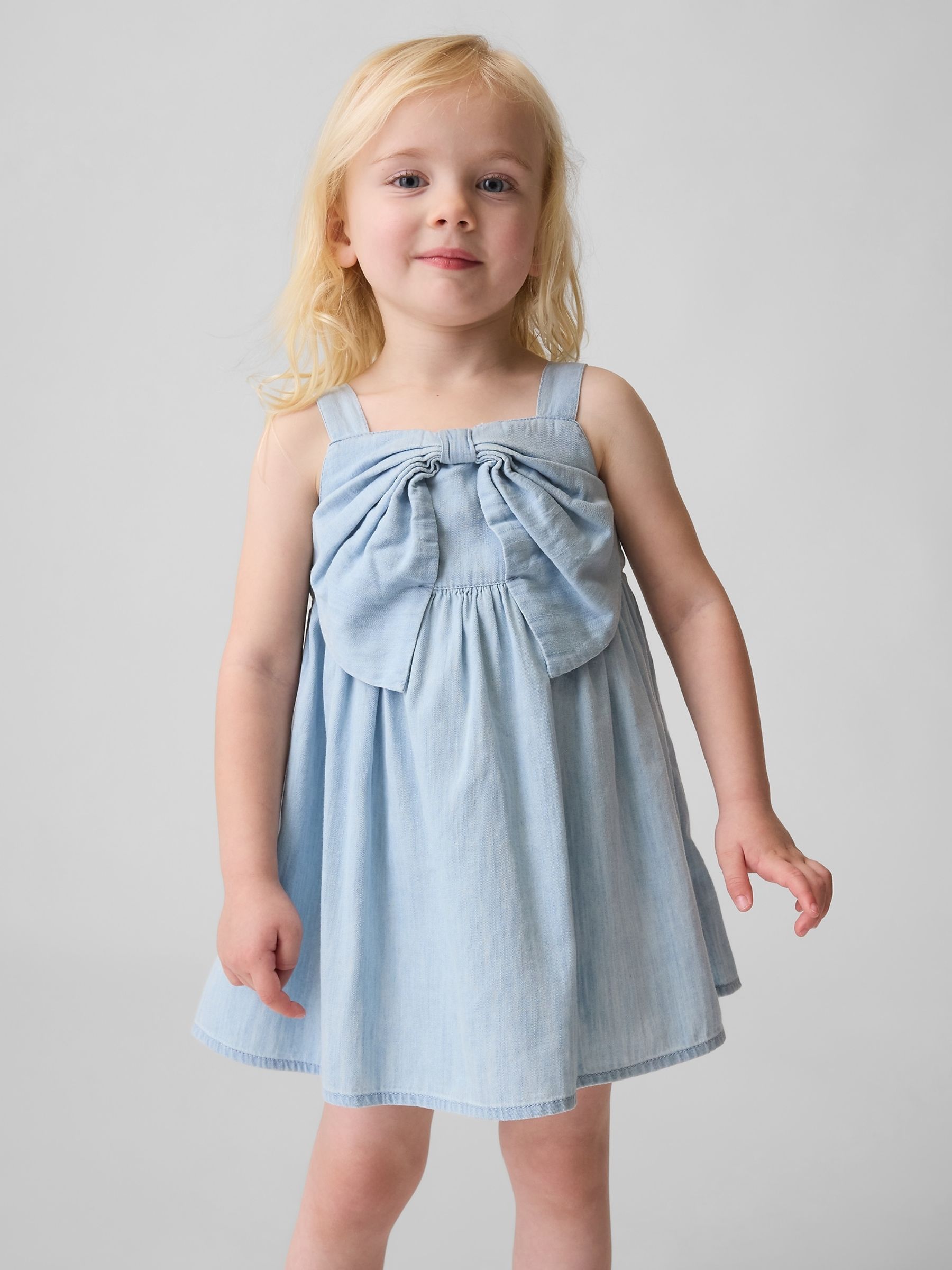 Blue Denim Bow Dress - Image 1 of 3