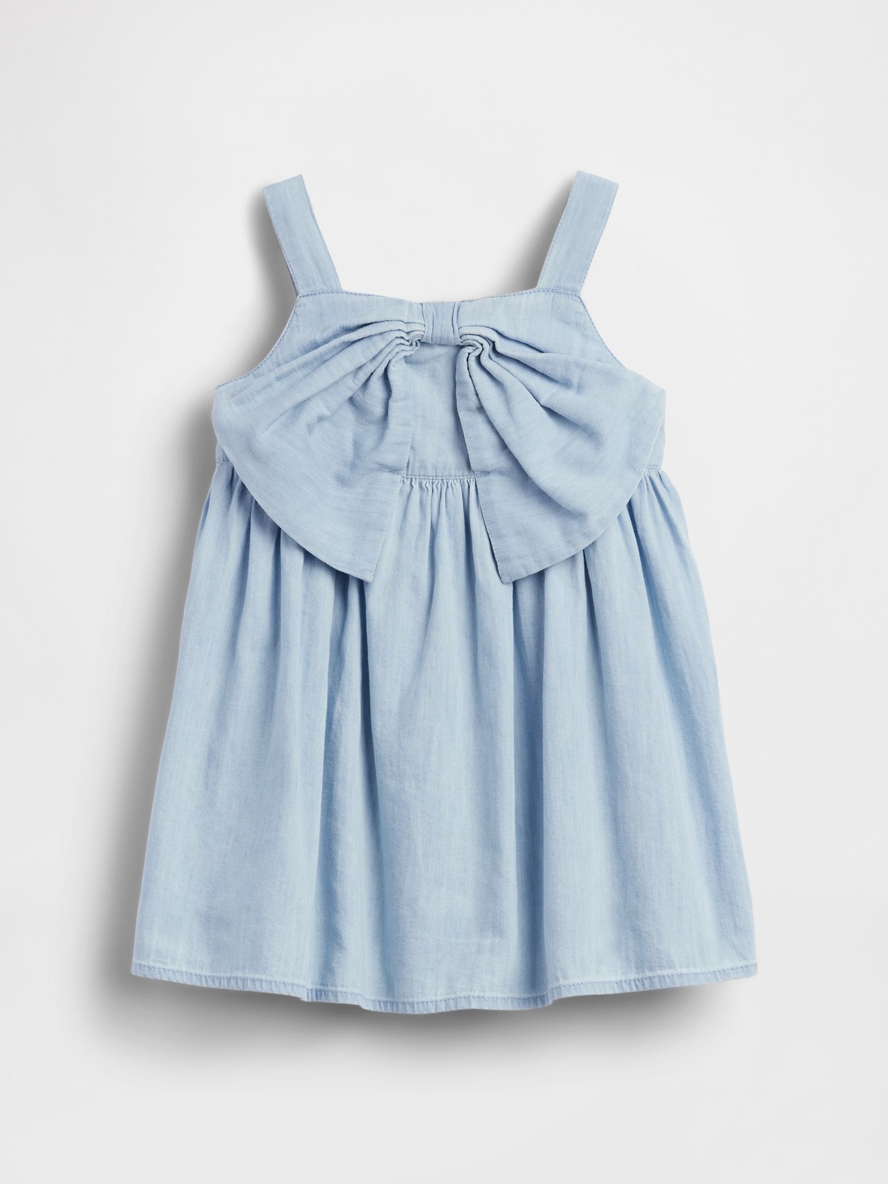Blue Denim Bow Dress - Image 2 of 3 Blue Denim Bow Dress - Image 2 of 3
