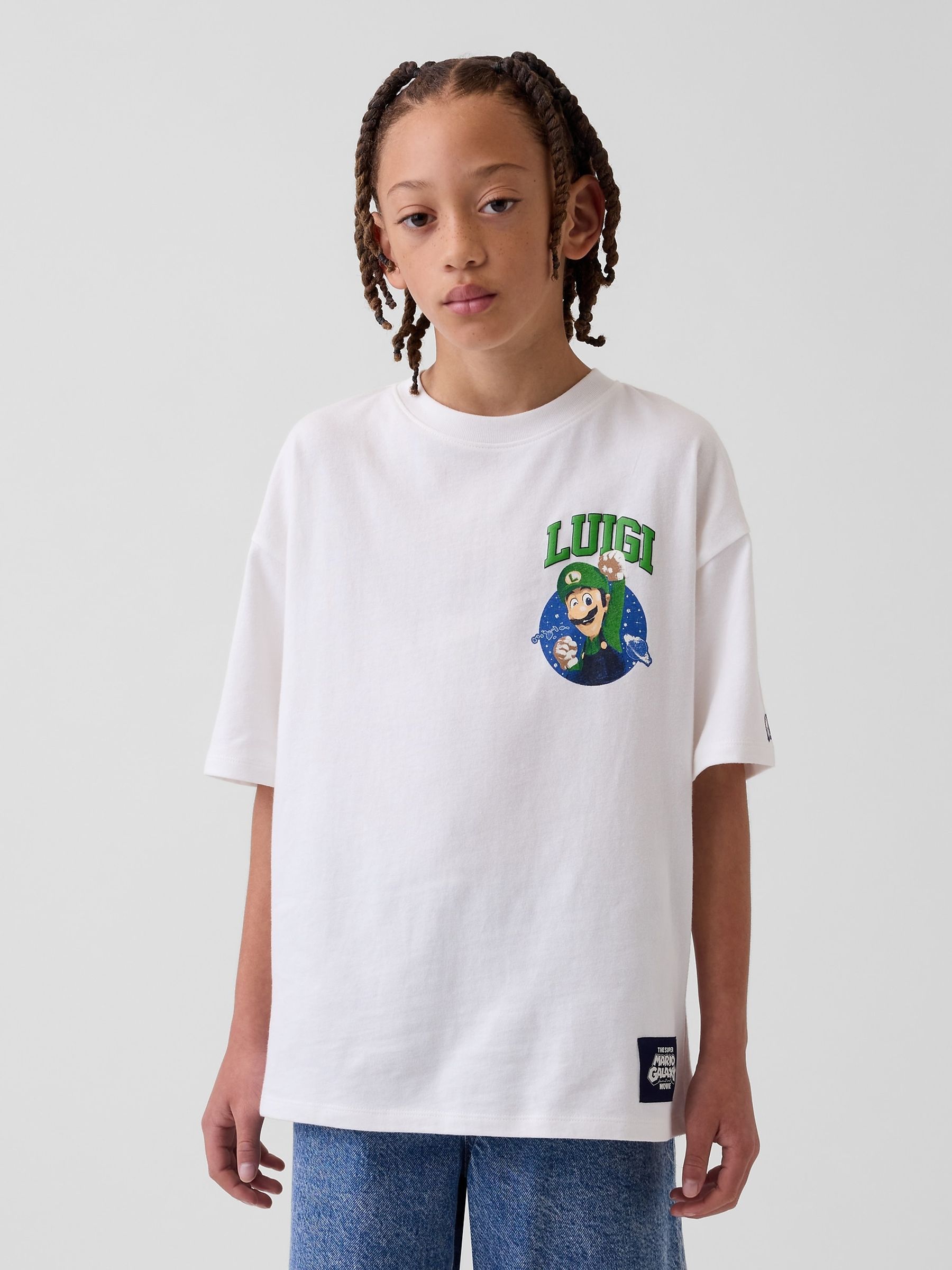 White Luigi Super Mario Relaxed Graphic T-Shirt - Image 1 of 4