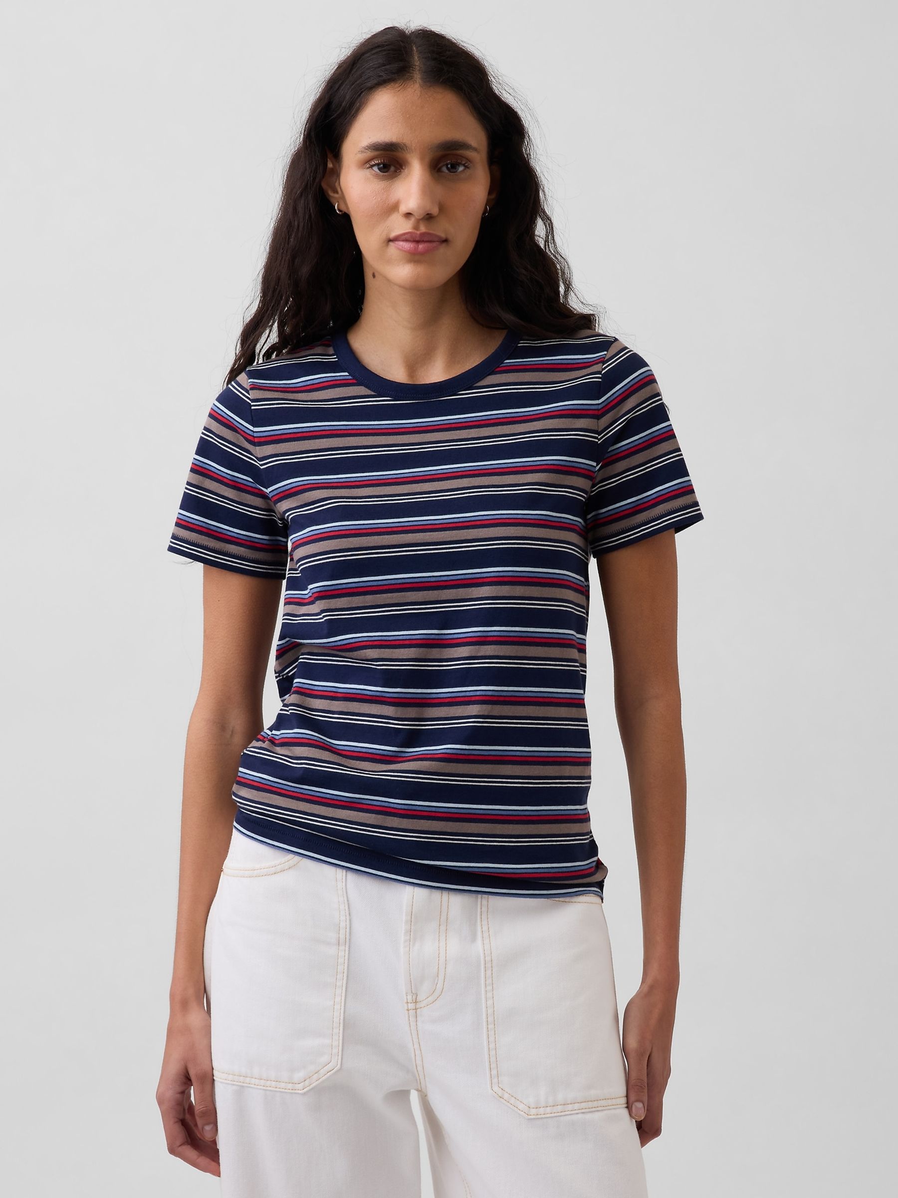Navy stripe Cotton VintageSoft T-Shirt - Image 1 of 4 Navy stripe Cotton VintageSoft T-Shirt - Image 1 of 4