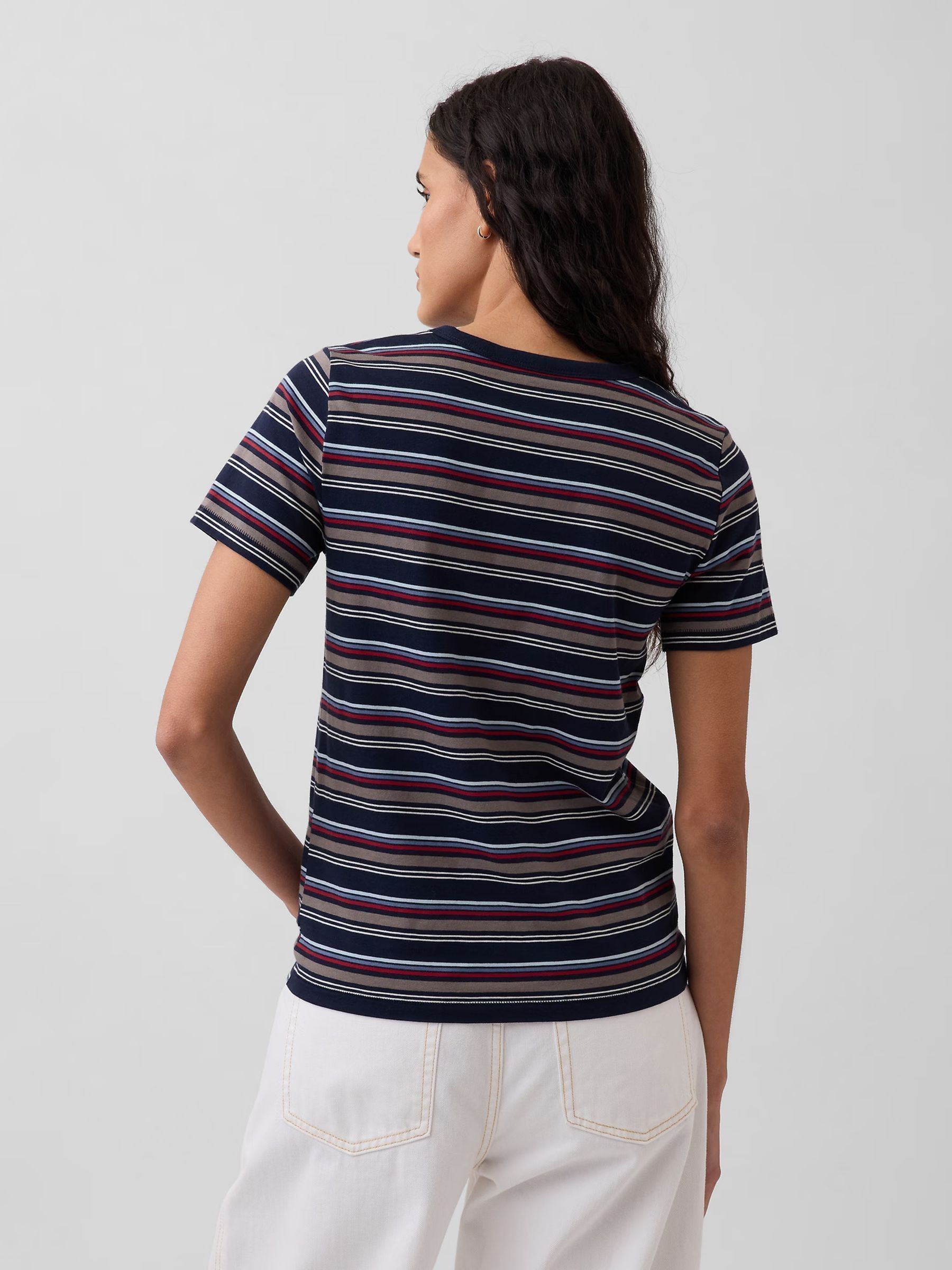 Navy stripe Cotton VintageSoft T-Shirt - Image 2 of 4 Navy stripe Cotton VintageSoft T-Shirt - Image 2 of 4