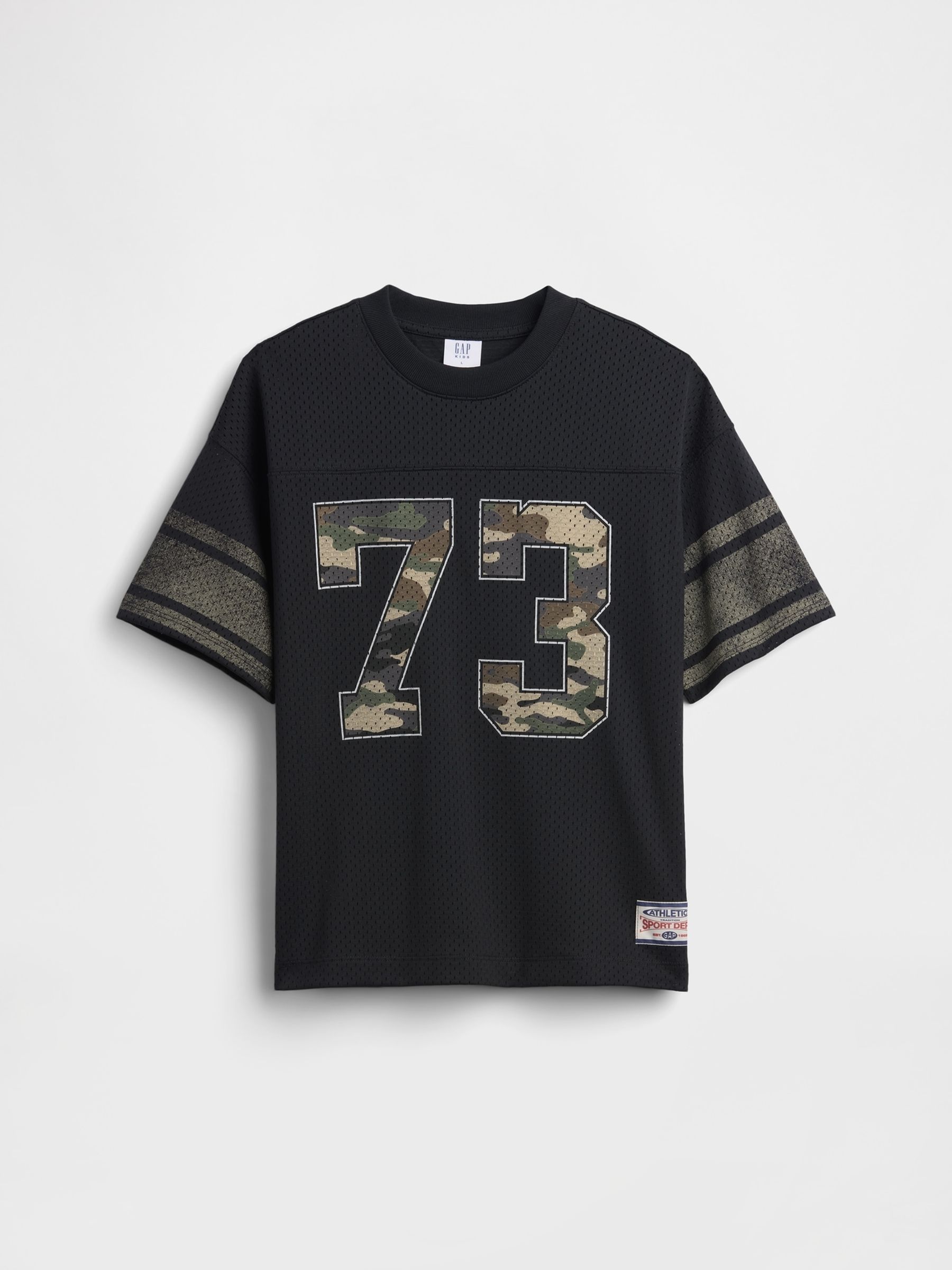 Black Mesh Oversized Graphic Jersey T-Shirt - Image 4 of 5