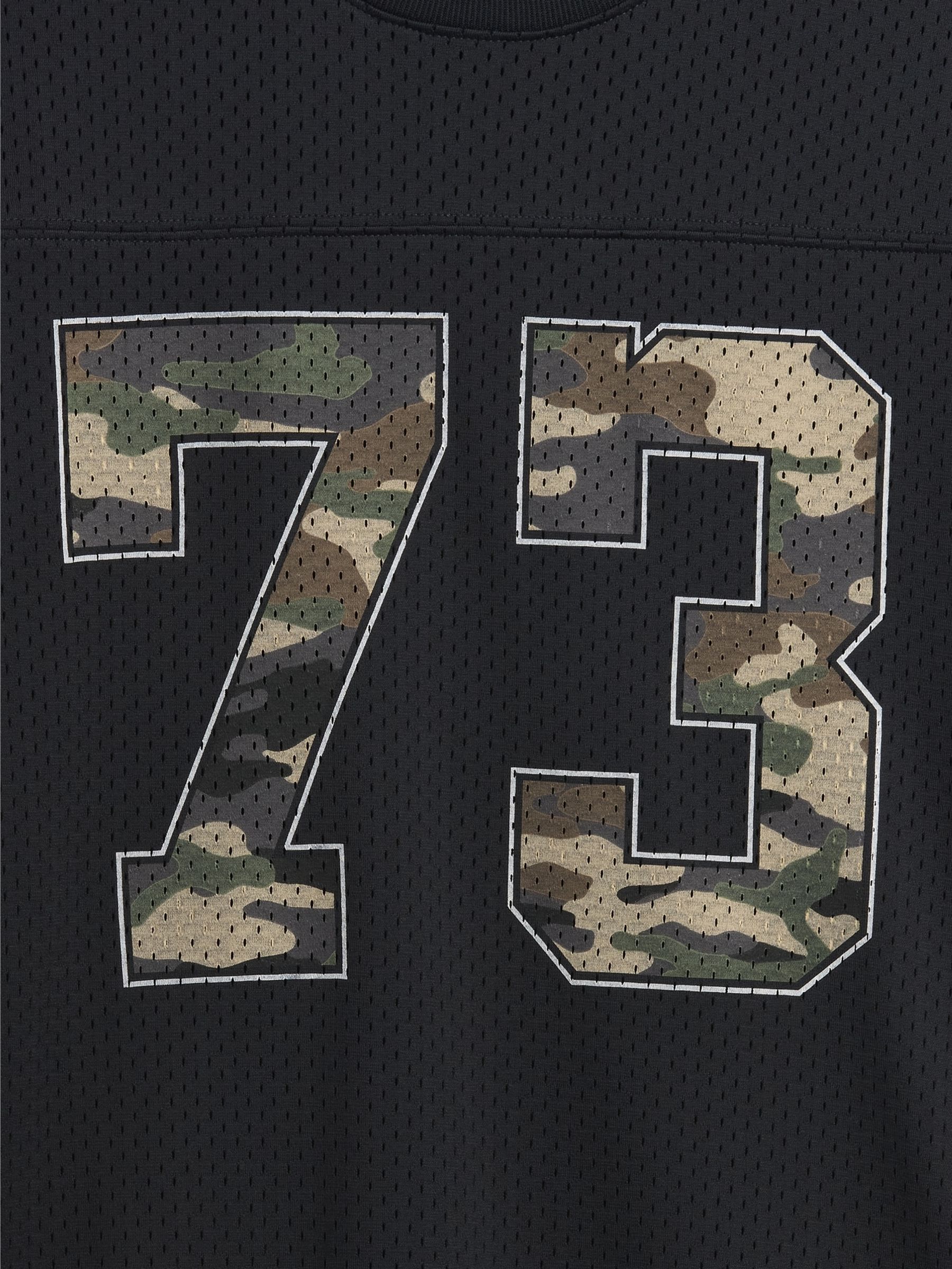 Black Mesh Oversized Graphic Jersey T-Shirt - Image 5 of 5 Black Mesh Oversized Graphic Jersey T-Shirt - Image 5 of 5