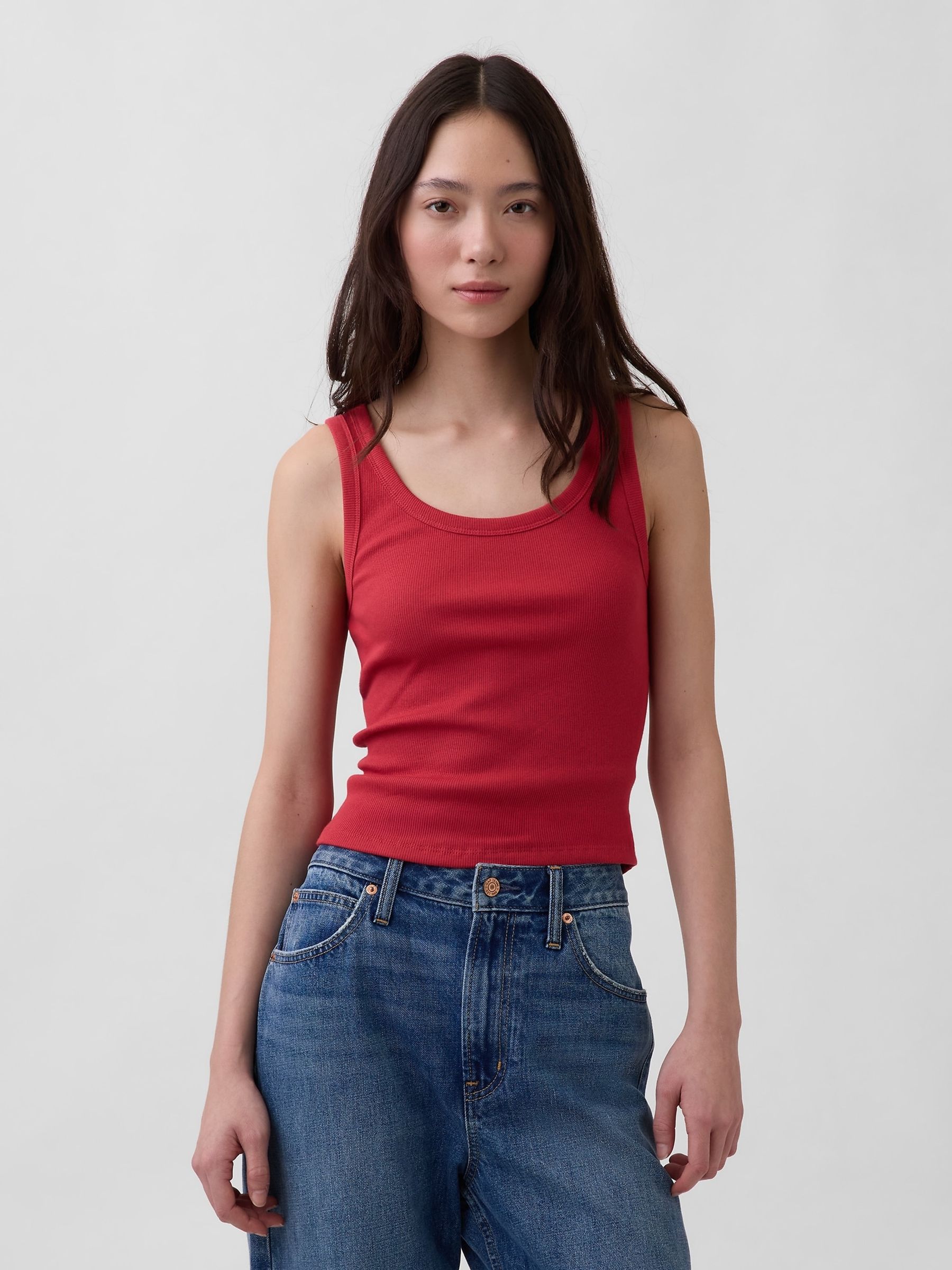 Red Rib Scoop Vest - Image 1 of 3