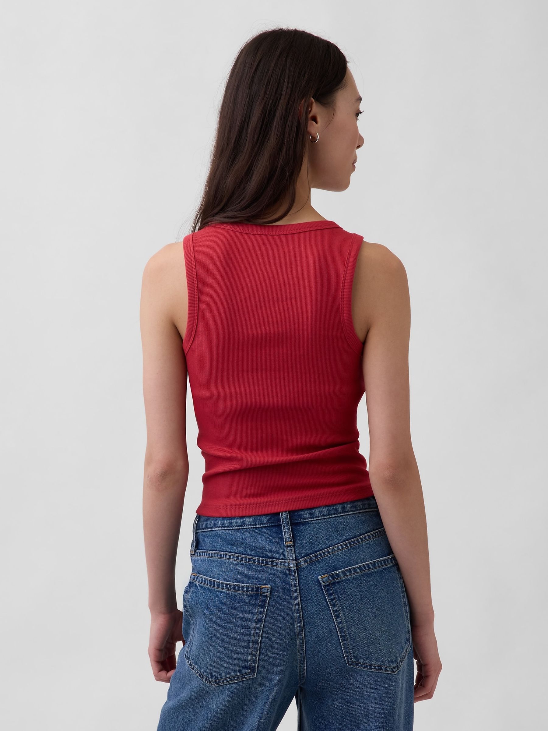 Red Rib Scoop Vest - Image 2 of 3