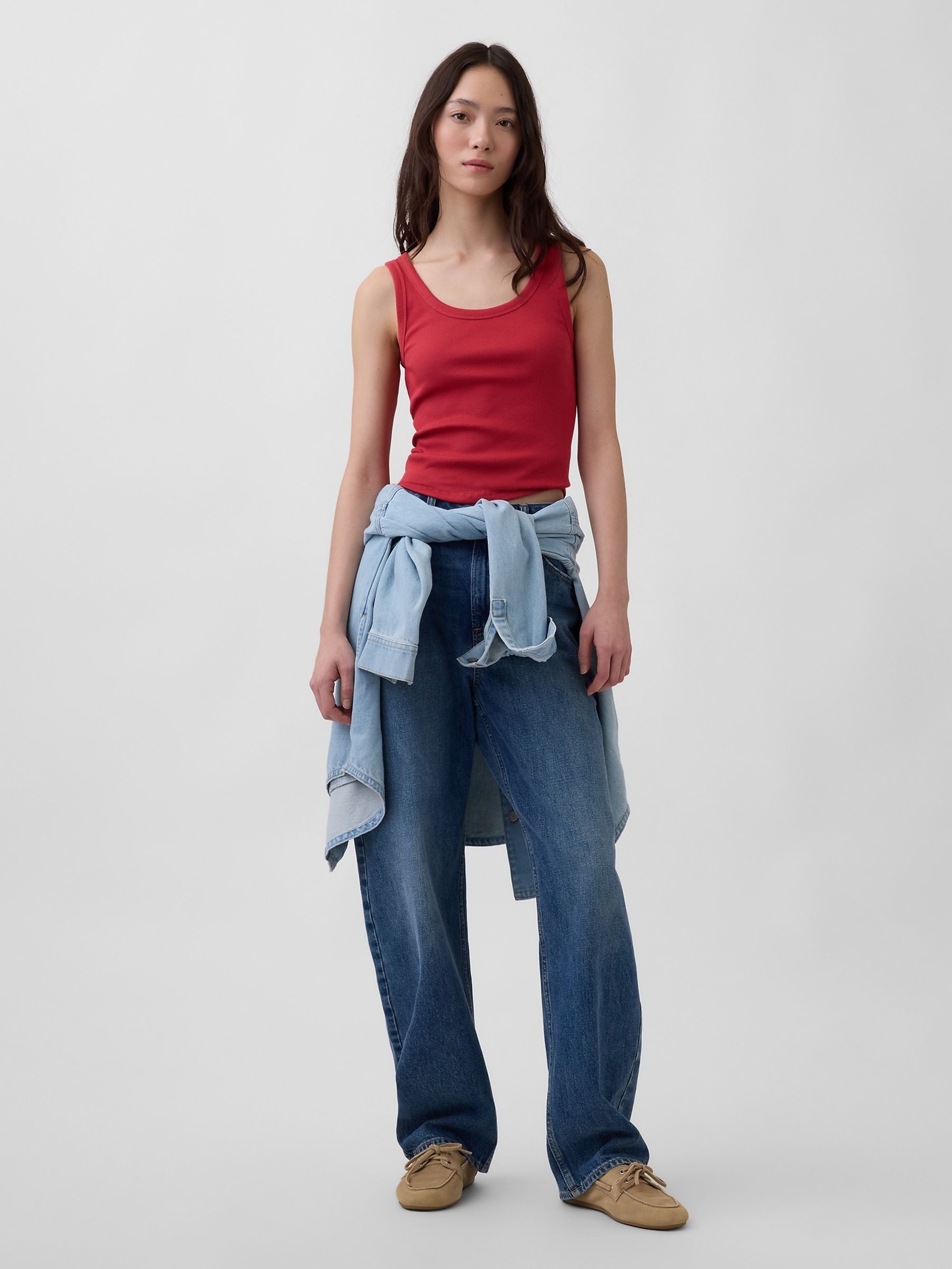 Red Rib Scoop Vest - Image 3 of 3 Red Rib Scoop Vest - Image 3 of 3